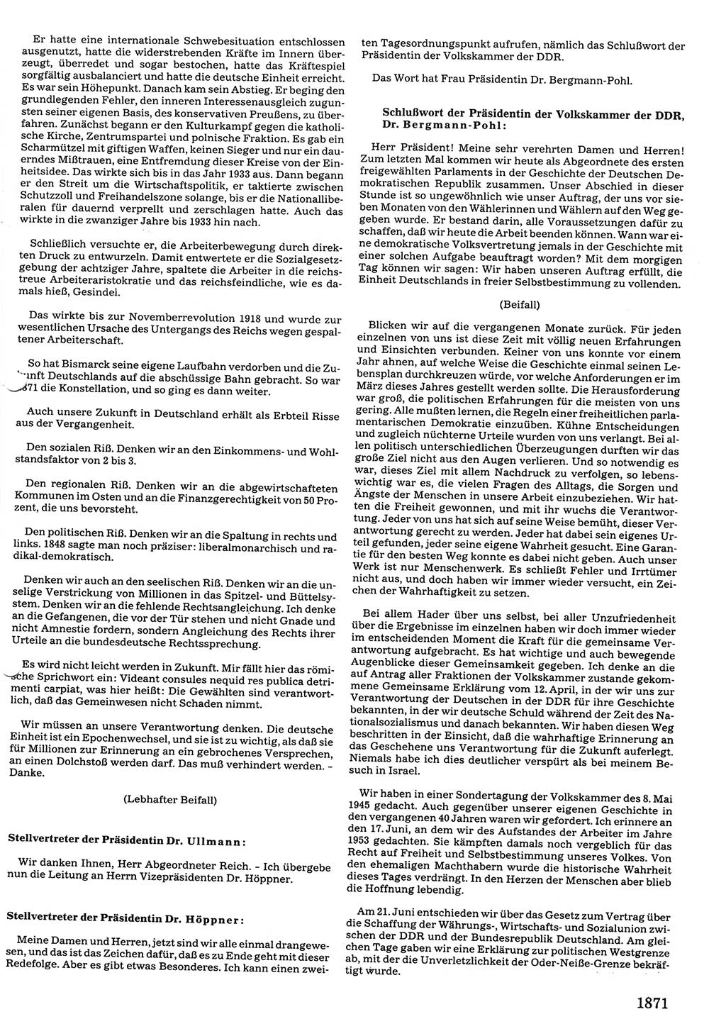 Tagungen der Volkskammer (VK) der Deutschen Demokratischen Republik (DDR), 10. Wahlperiode 1990, Seite 1871 (VK. DDR 10. WP. 1990, Prot. Tg. 1-38, 5.4.-2.10.1990, S. 1871)