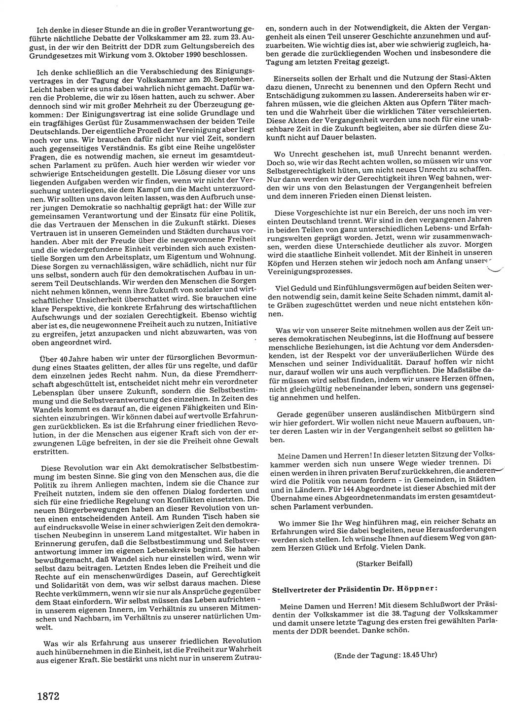 Tagungen der Volkskammer (VK) der Deutschen Demokratischen Republik (DDR), 10. Wahlperiode 1990, Seite 1872 (VK. DDR 10. WP. 1990, Prot. Tg. 1-38, 5.4.-2.10.1990, S. 1872)