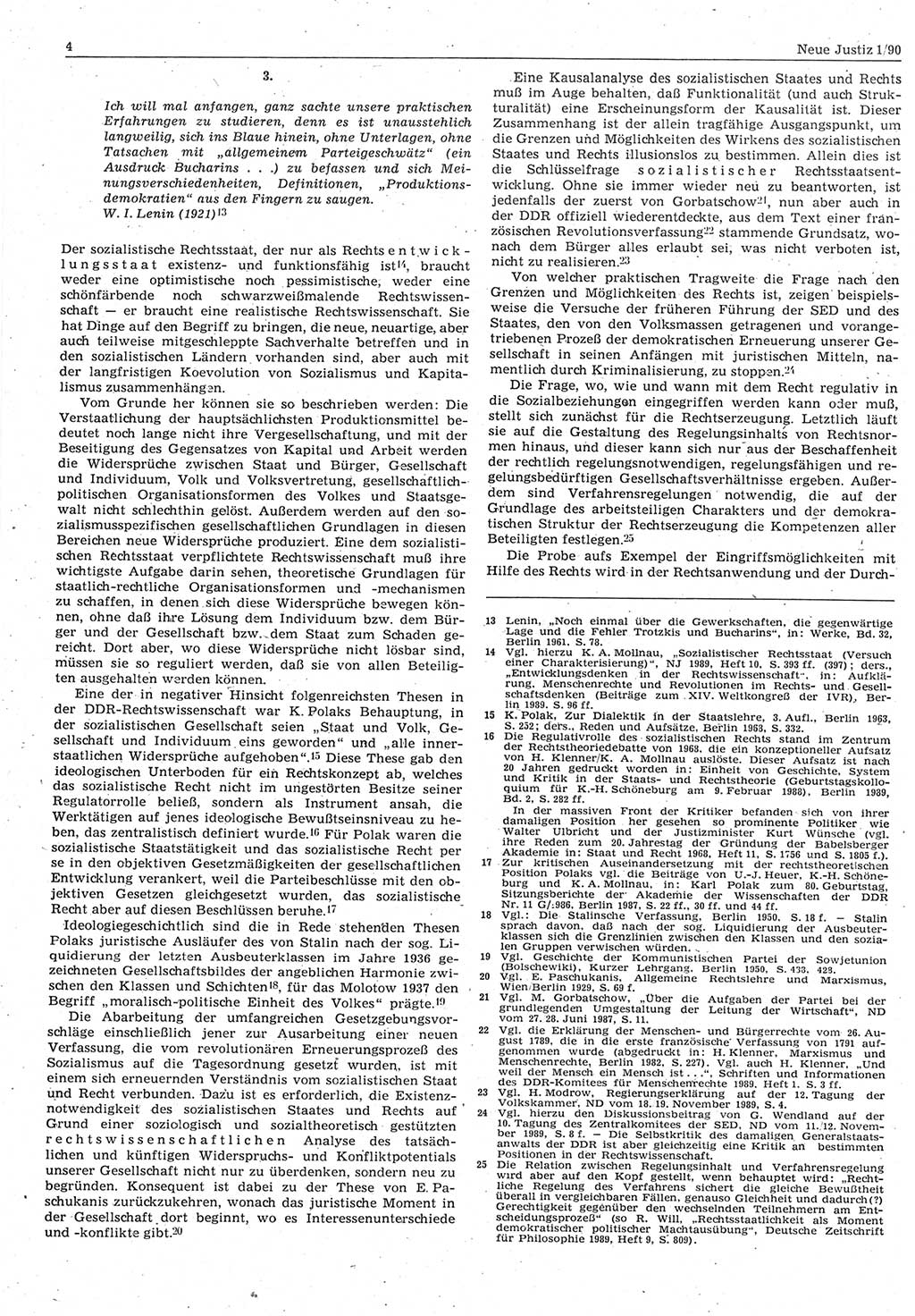 Neue Justiz (NJ), Zeitschrift für Rechtsetzung und Rechtsanwendung [Deutsche Demokratische Republik (DDR)], 44. Jahrgang 1990, Seite 4 (NJ DDR 1990, S. 4)