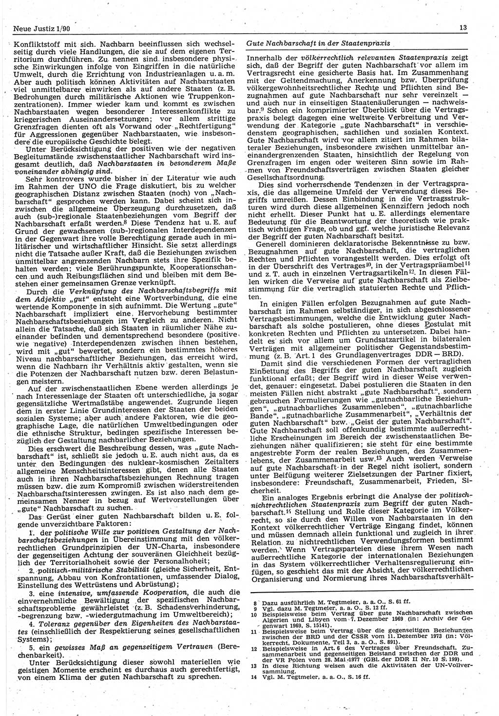 Neue Justiz (NJ), Zeitschrift für Rechtsetzung und Rechtsanwendung [Deutsche Demokratische Republik (DDR)], 44. Jahrgang 1990, Seite 13 (NJ DDR 1990, S. 13)