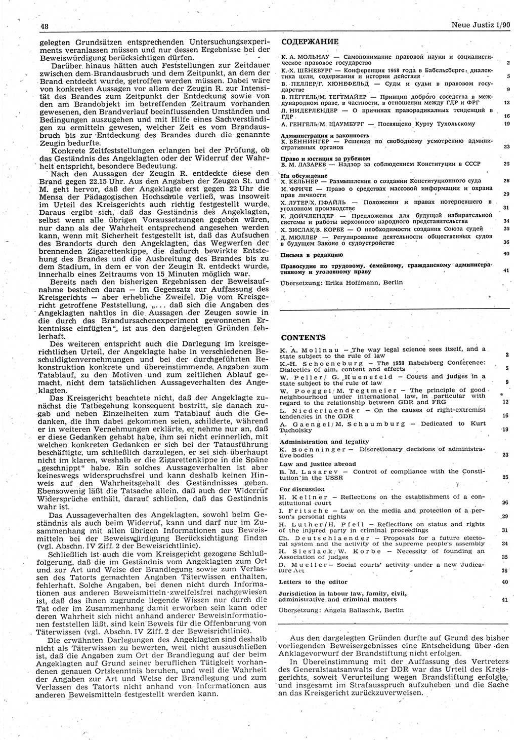 Neue Justiz (NJ), Zeitschrift für Rechtsetzung und Rechtsanwendung [Deutsche Demokratische Republik (DDR)], 44. Jahrgang 1990, Seite 48 (NJ DDR 1990, S. 48)