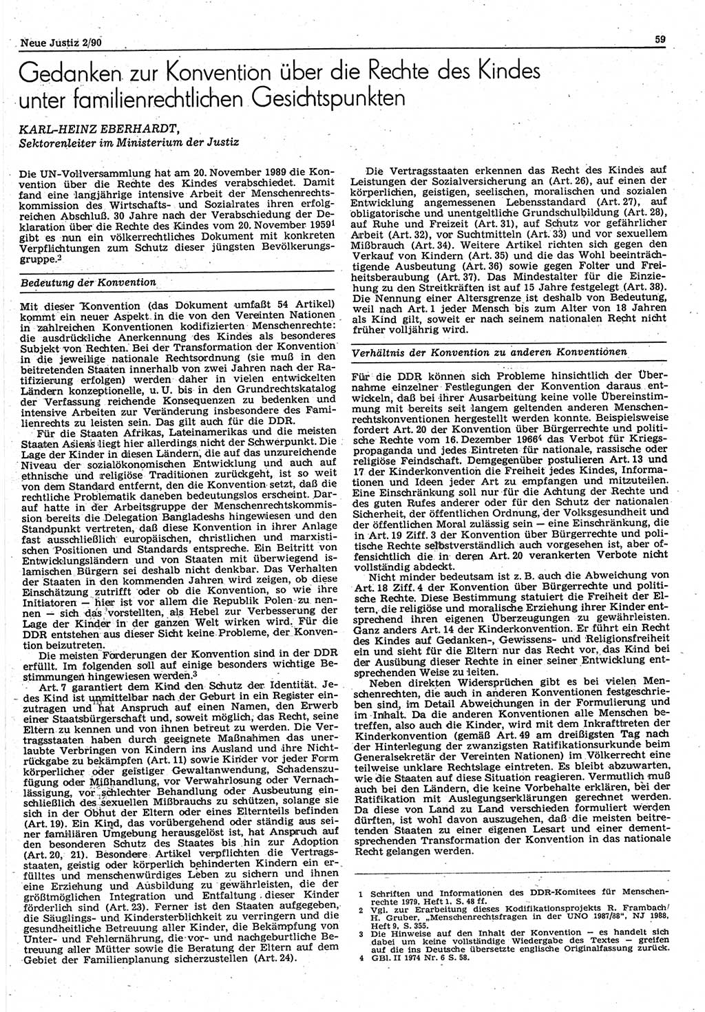 Neue Justiz (NJ), Zeitschrift für Rechtsetzung und Rechtsanwendung [Deutsche Demokratische Republik (DDR)], 44. Jahrgang 1990, Seite 59 (NJ DDR 1990, S. 59)