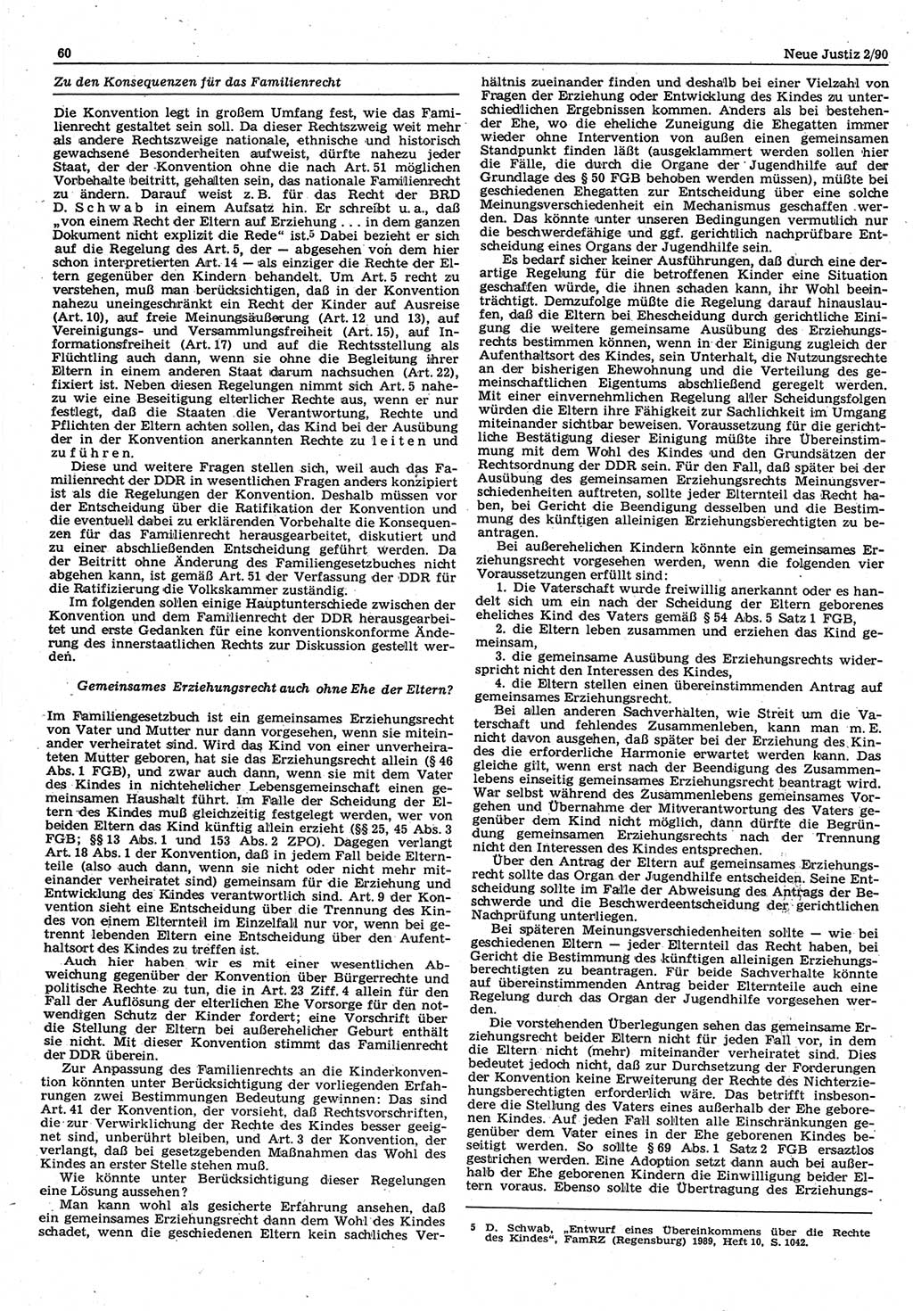 Neue Justiz (NJ), Zeitschrift für Rechtsetzung und Rechtsanwendung [Deutsche Demokratische Republik (DDR)], 44. Jahrgang 1990, Seite 60 (NJ DDR 1990, S. 60)