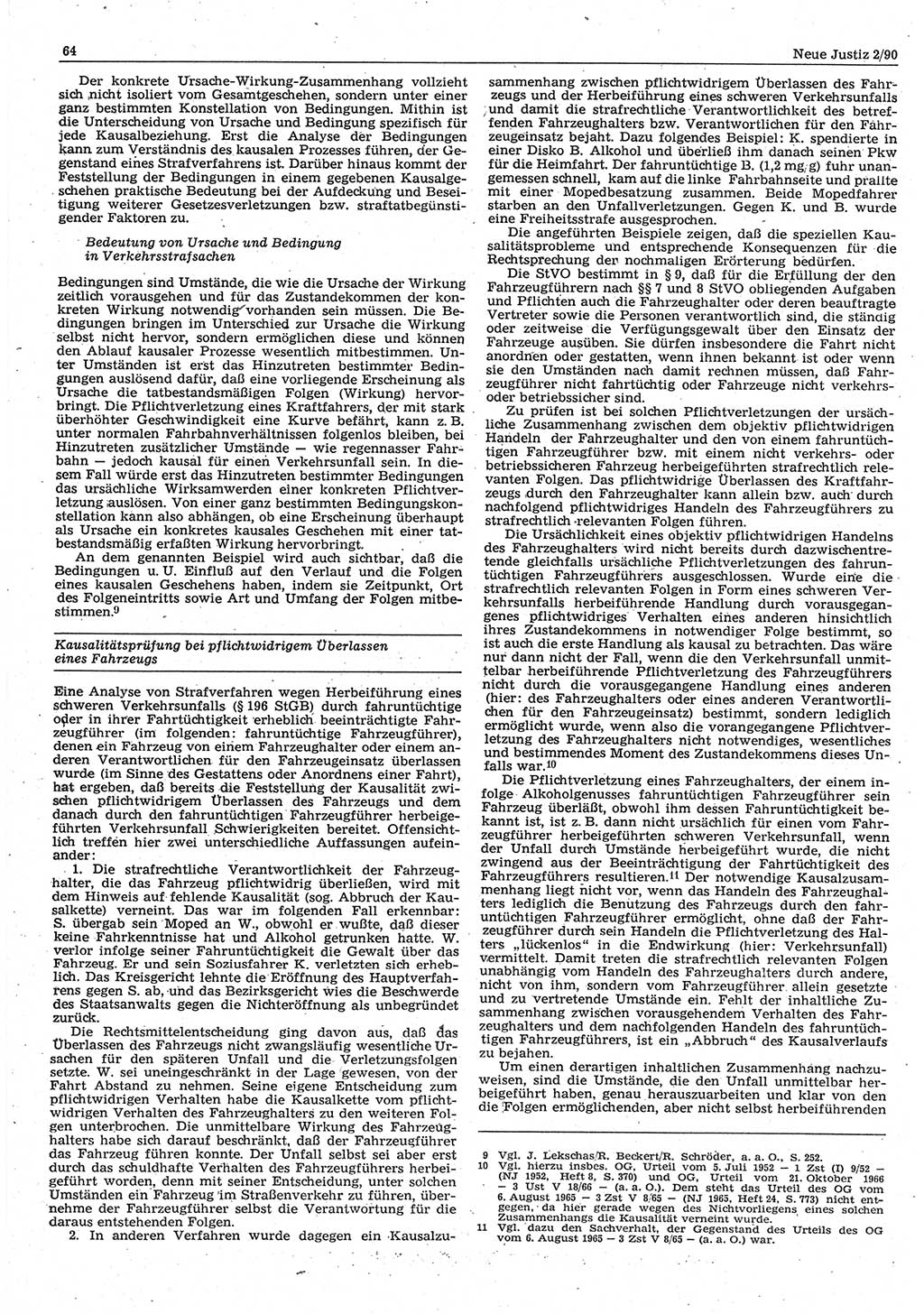Neue Justiz (NJ), Zeitschrift für Rechtsetzung und Rechtsanwendung [Deutsche Demokratische Republik (DDR)], 44. Jahrgang 1990, Seite 64 (NJ DDR 1990, S. 64)