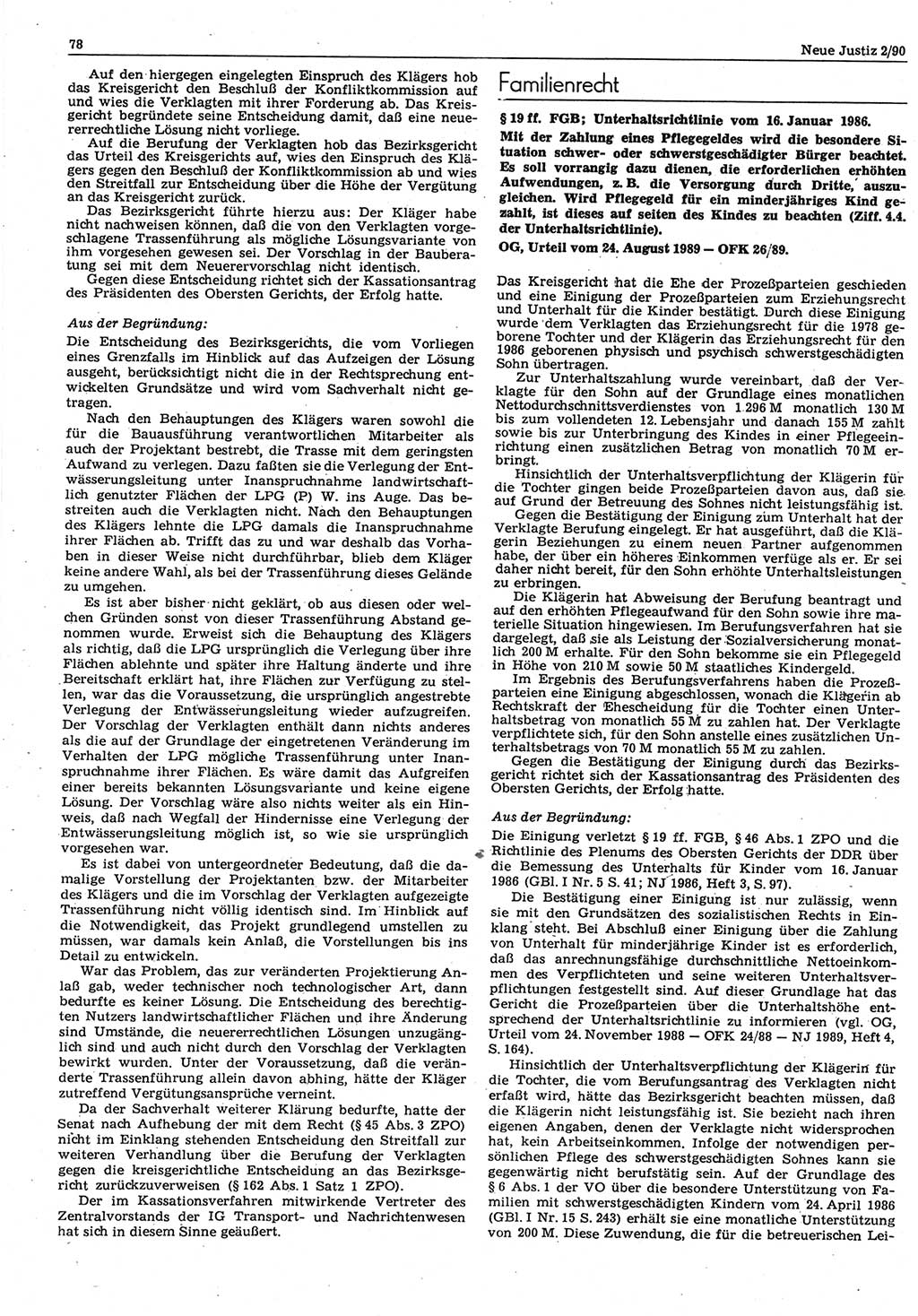 Neue Justiz (NJ), Zeitschrift für Rechtsetzung und Rechtsanwendung [Deutsche Demokratische Republik (DDR)], 44. Jahrgang 1990, Seite 78 (NJ DDR 1990, S. 78)