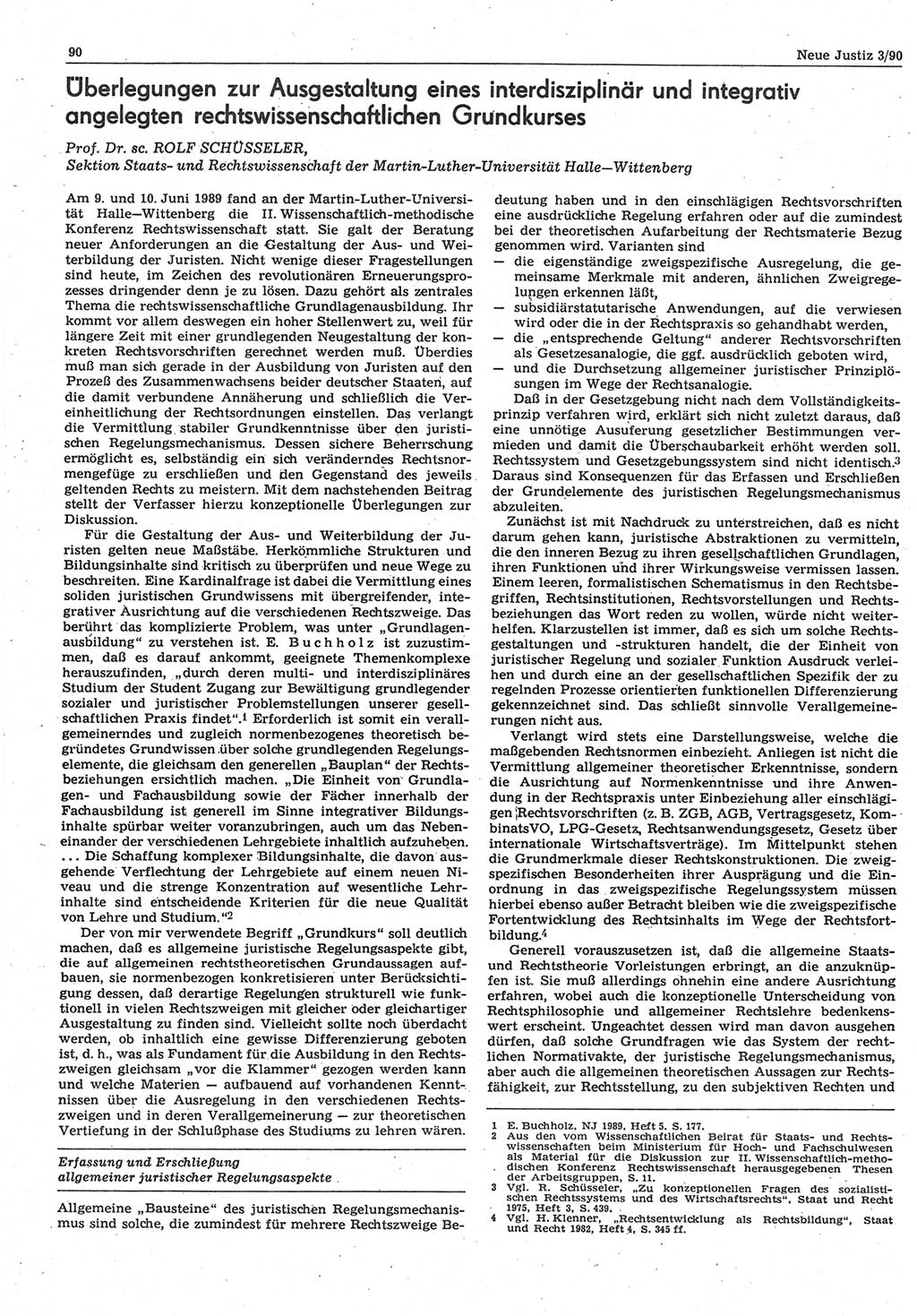 Neue Justiz (NJ), Zeitschrift für Rechtsetzung und Rechtsanwendung [Deutsche Demokratische Republik (DDR)], 44. Jahrgang 1990, Seite 90 (NJ DDR 1990, S. 90)