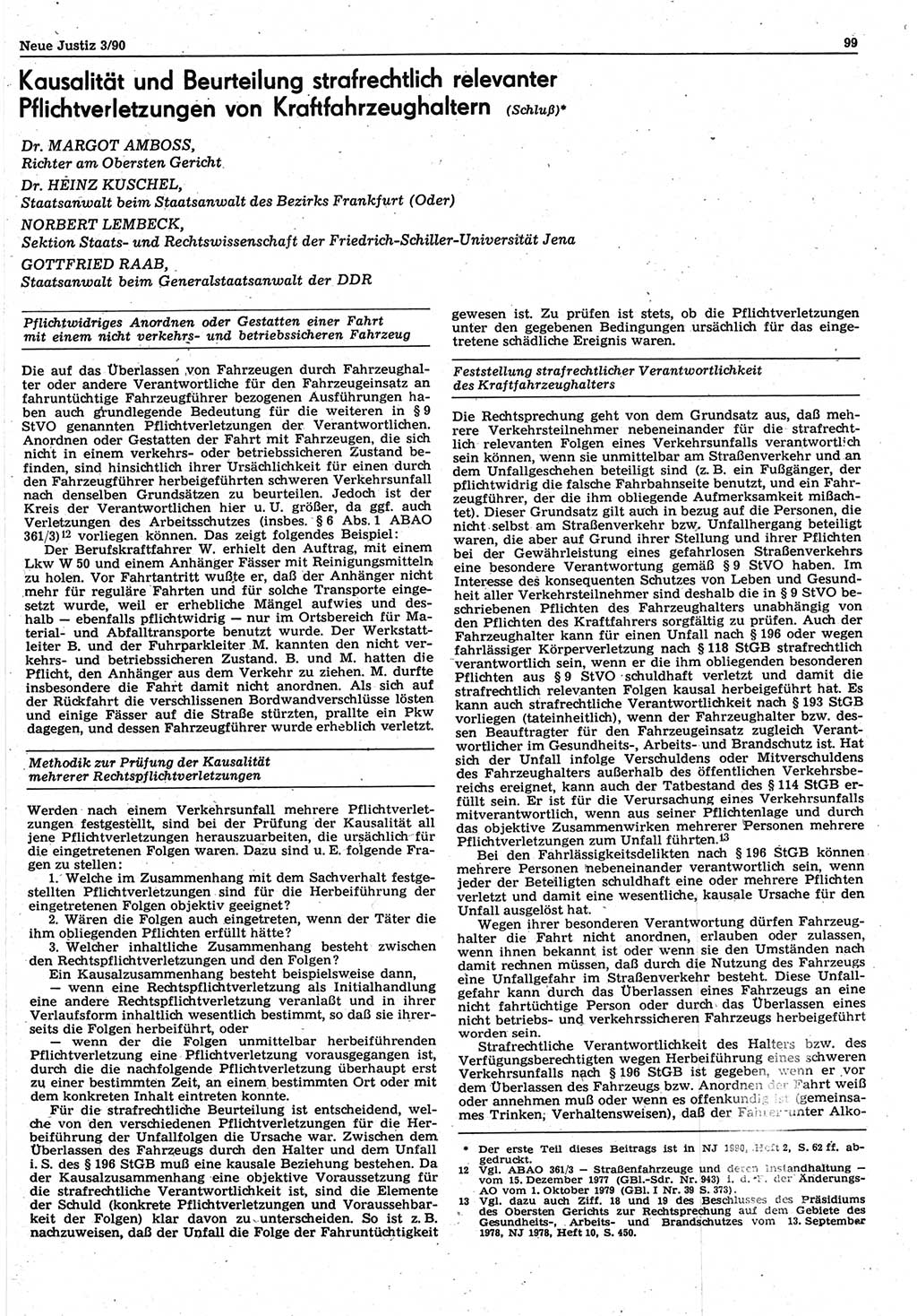 Neue Justiz (NJ), Zeitschrift für Rechtsetzung und Rechtsanwendung [Deutsche Demokratische Republik (DDR)], 44. Jahrgang 1990, Seite 99 (NJ DDR 1990, S. 99)