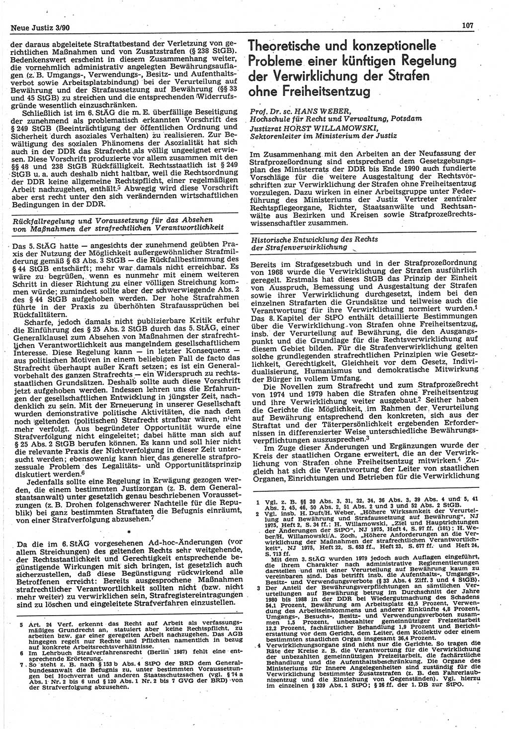 Neue Justiz (NJ), Zeitschrift für Rechtsetzung und Rechtsanwendung [Deutsche Demokratische Republik (DDR)], 44. Jahrgang 1990, Seite 107 (NJ DDR 1990, S. 107)