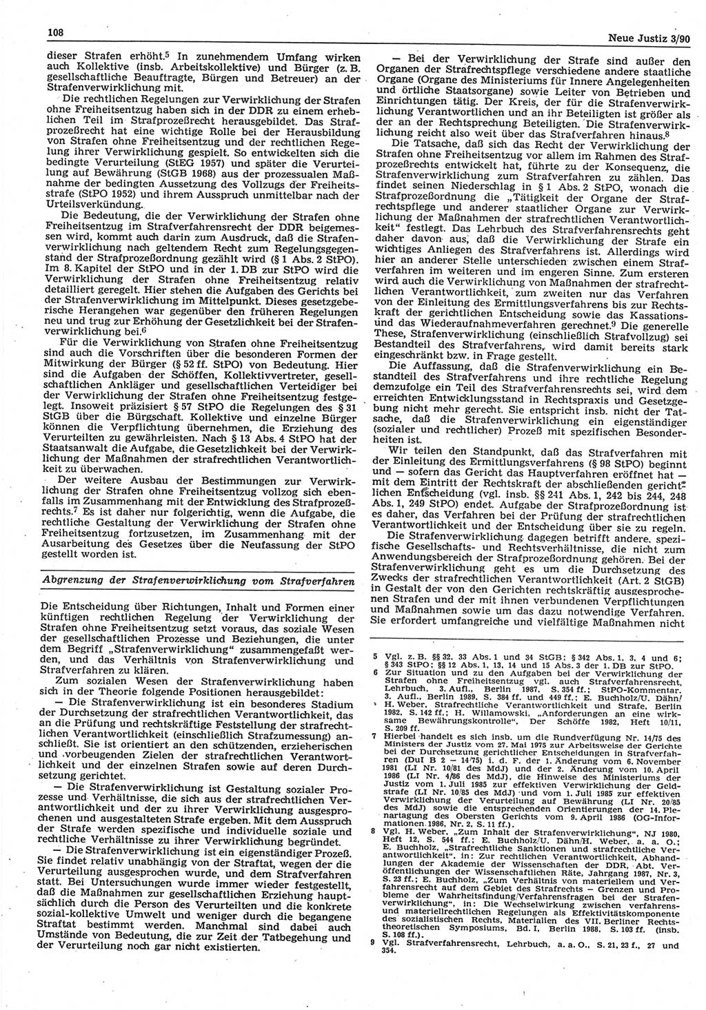 Neue Justiz (NJ), Zeitschrift für Rechtsetzung und Rechtsanwendung [Deutsche Demokratische Republik (DDR)], 44. Jahrgang 1990, Seite 108 (NJ DDR 1990, S. 108)