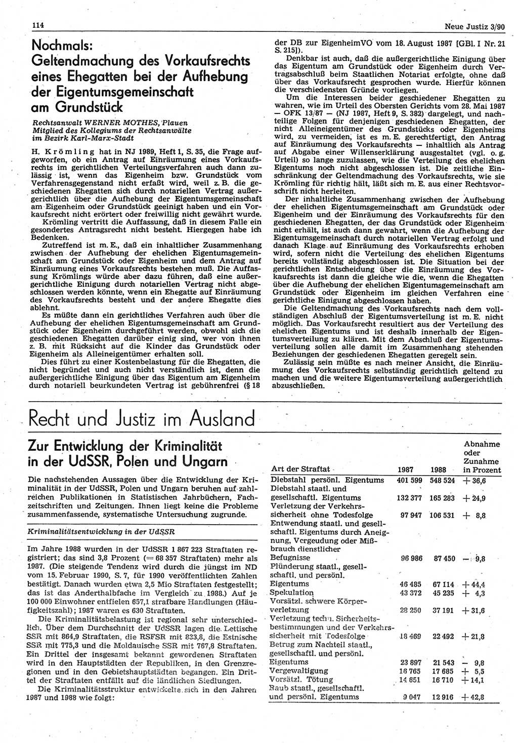 Neue Justiz (NJ), Zeitschrift für Rechtsetzung und Rechtsanwendung [Deutsche Demokratische Republik (DDR)], 44. Jahrgang 1990, Seite 114 (NJ DDR 1990, S. 114)