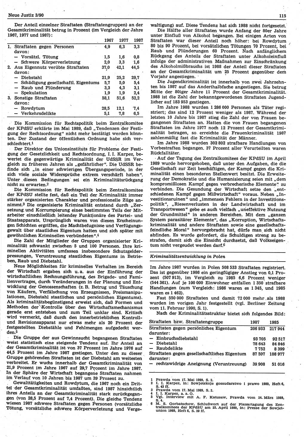 Neue Justiz (NJ), Zeitschrift für Rechtsetzung und Rechtsanwendung [Deutsche Demokratische Republik (DDR)], 44. Jahrgang 1990, Seite 115 (NJ DDR 1990, S. 115)