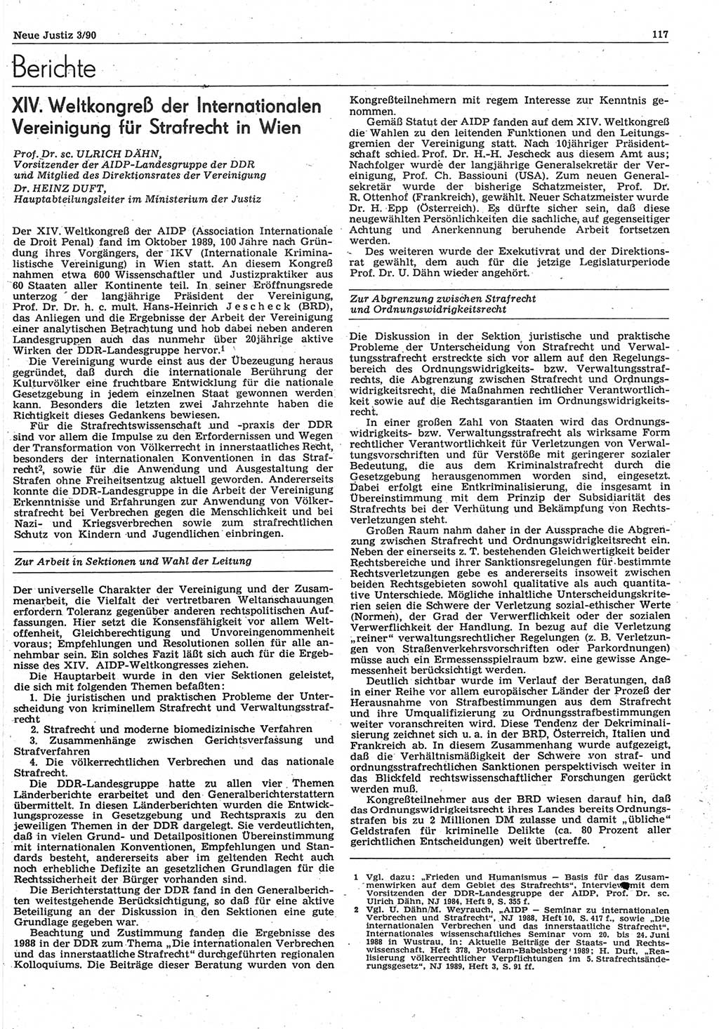 Neue Justiz (NJ), Zeitschrift für Rechtsetzung und Rechtsanwendung [Deutsche Demokratische Republik (DDR)], 44. Jahrgang 1990, Seite 117 (NJ DDR 1990, S. 117)