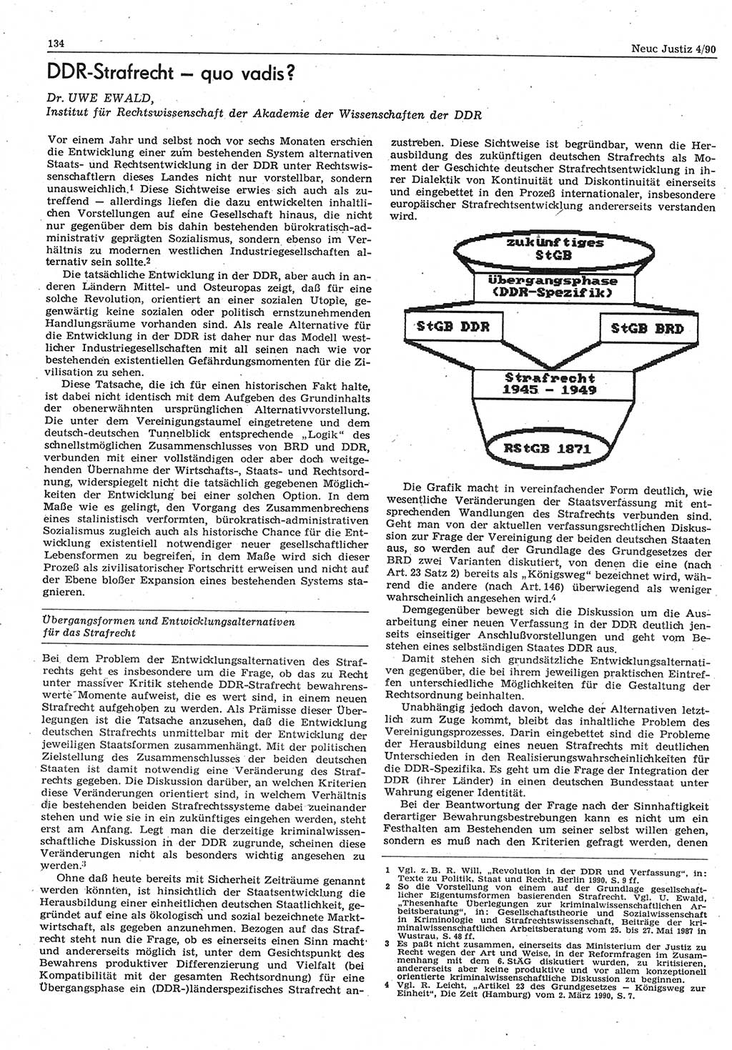 Neue Justiz (NJ), Zeitschrift für Rechtsetzung und Rechtsanwendung [Deutsche Demokratische Republik (DDR)], 44. Jahrgang 1990, Seite 134 (NJ DDR 1990, S. 134)