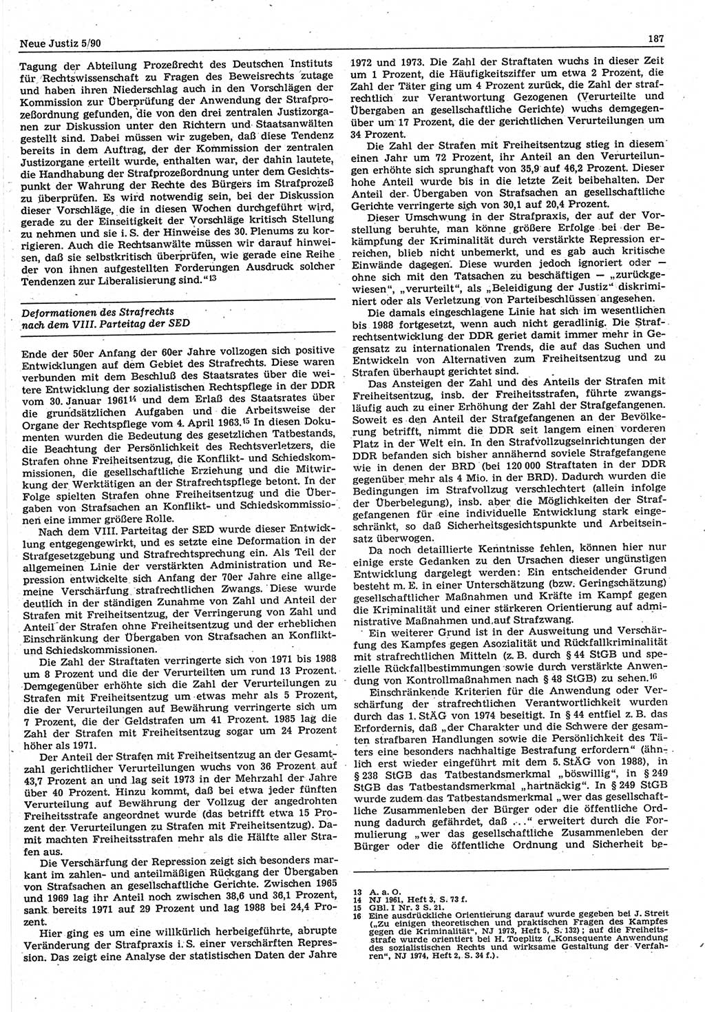Neue Justiz (NJ), Zeitschrift für Rechtsetzung und Rechtsanwendung [Deutsche Demokratische Republik (DDR)], 44. Jahrgang 1990, Seite 187 (NJ DDR 1990, S. 187)