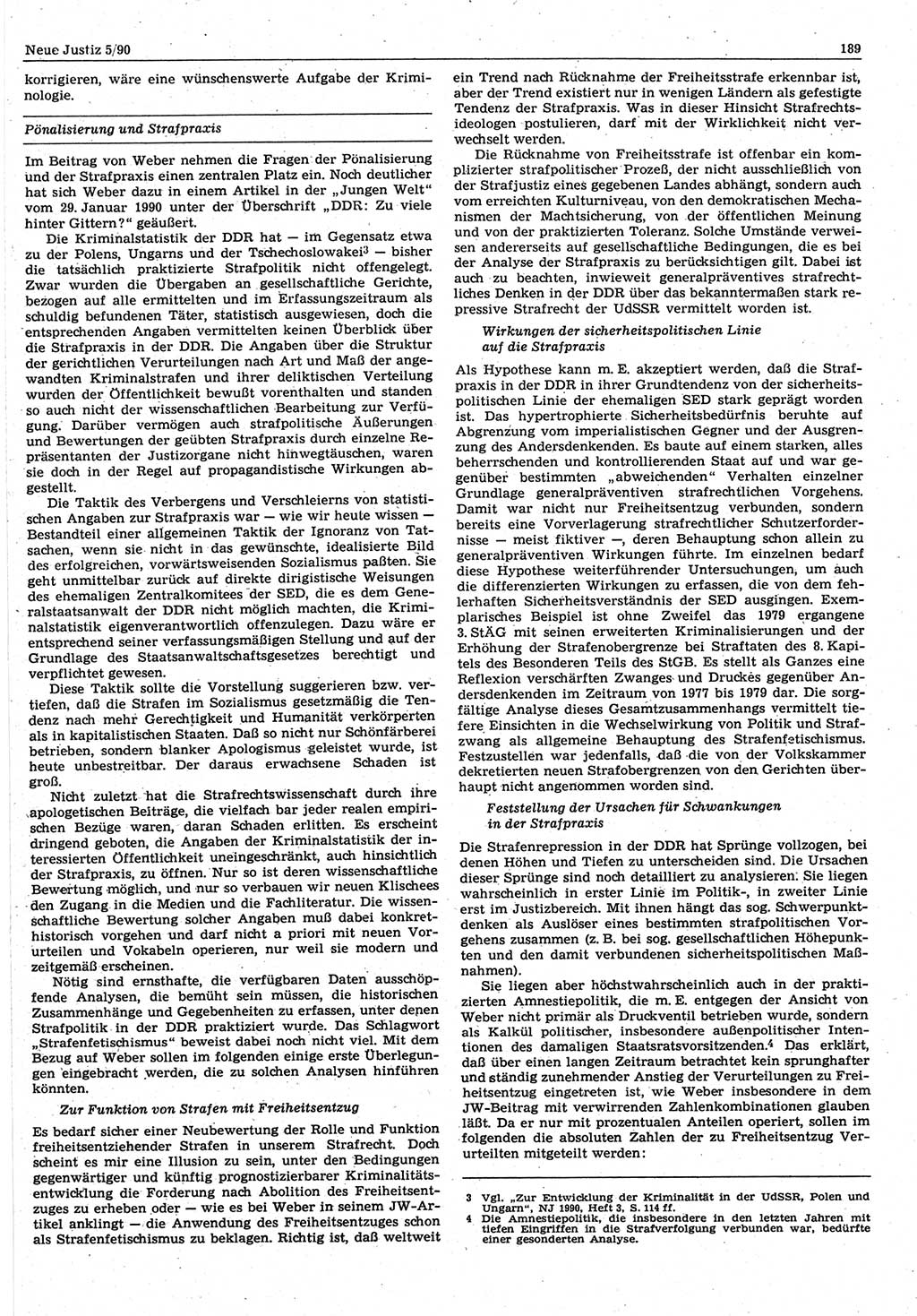 Neue Justiz (NJ), Zeitschrift für Rechtsetzung und Rechtsanwendung [Deutsche Demokratische Republik (DDR)], 44. Jahrgang 1990, Seite 189 (NJ DDR 1990, S. 189)