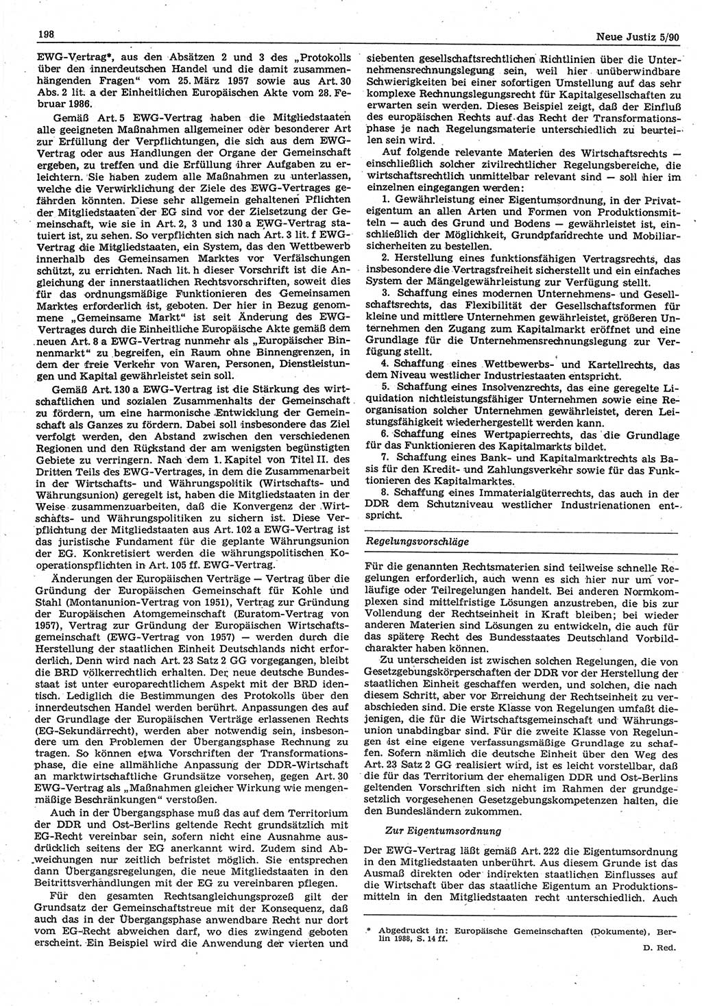 Neue Justiz (NJ), Zeitschrift für Rechtsetzung und Rechtsanwendung [Deutsche Demokratische Republik (DDR)], 44. Jahrgang 1990, Seite 198 (NJ DDR 1990, S. 198)