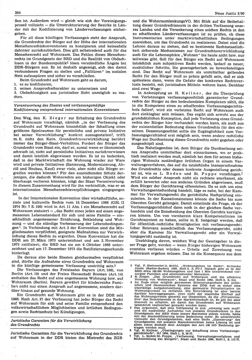 Neue Justiz (NJ), Zeitschrift für Rechtsetzung und Rechtsanwendung [Deutsche Demokratische Republik (DDR)], 44. Jahrgang 1990, Seite 204 (NJ DDR 1990, S. 204)