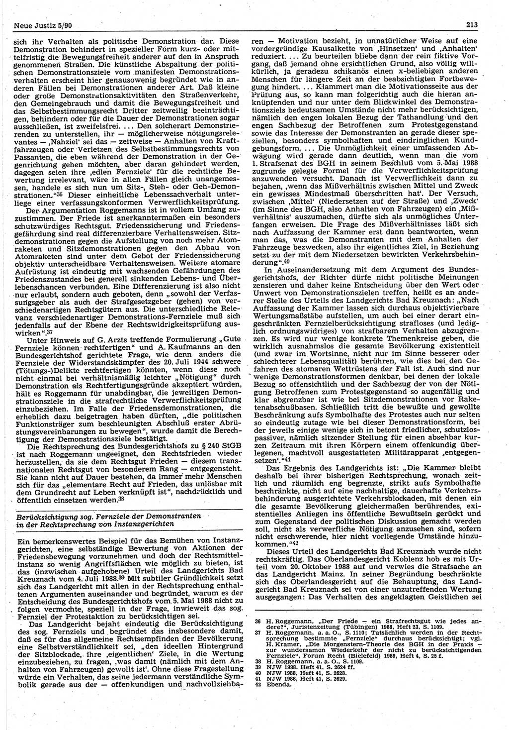 Neue Justiz (NJ), Zeitschrift für Rechtsetzung und Rechtsanwendung [Deutsche Demokratische Republik (DDR)], 44. Jahrgang 1990, Seite 213 (NJ DDR 1990, S. 213)