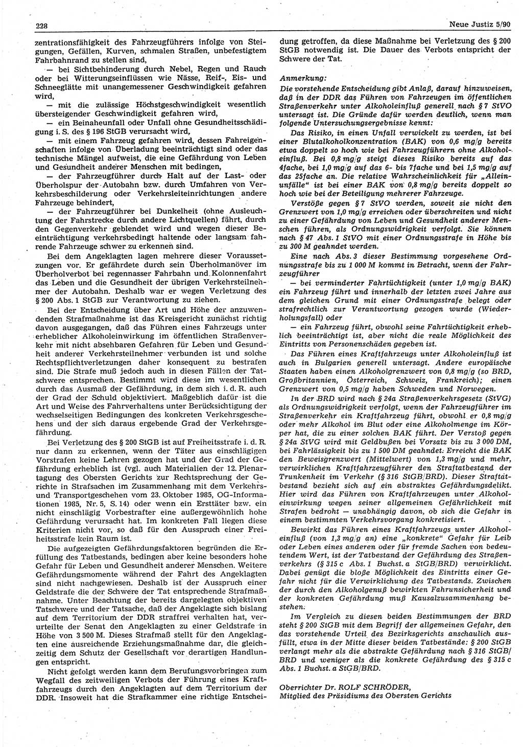 Neue Justiz (NJ), Zeitschrift für Rechtsetzung und Rechtsanwendung [Deutsche Demokratische Republik (DDR)], 44. Jahrgang 1990, Seite 228 (NJ DDR 1990, S. 228)