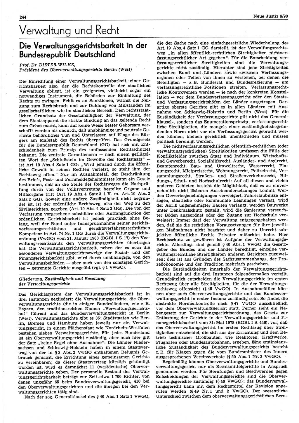 Neue Justiz (NJ), Zeitschrift für Rechtsetzung und Rechtsanwendung [Deutsche Demokratische Republik (DDR)], 44. Jahrgang 1990, Seite 244 (NJ DDR 1990, S. 244)