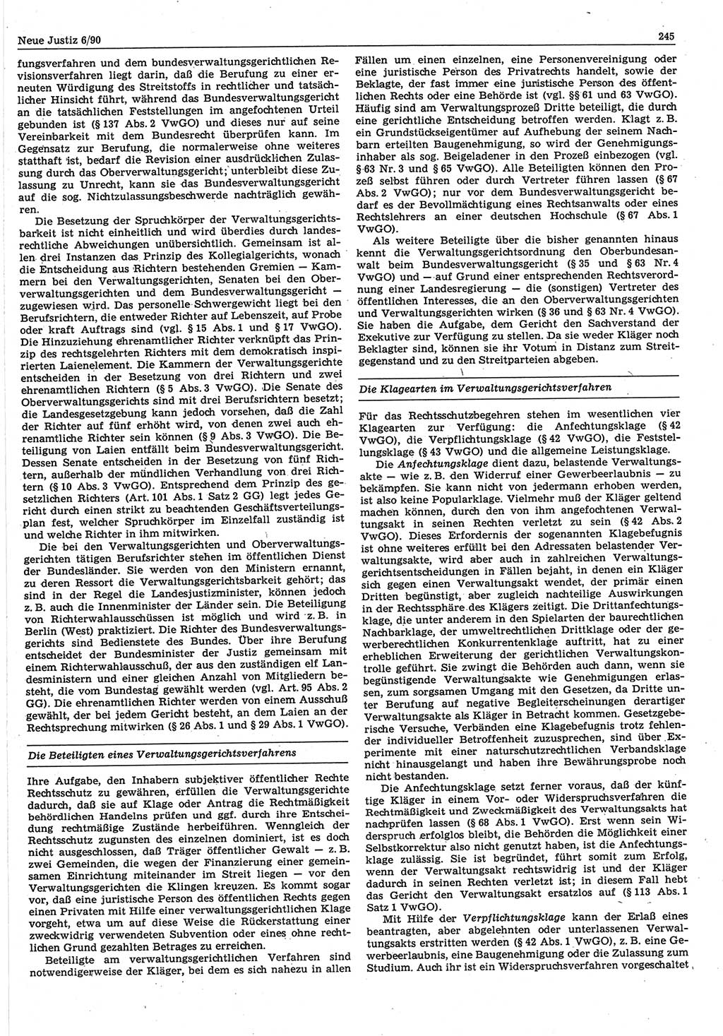 Neue Justiz (NJ), Zeitschrift für Rechtsetzung und Rechtsanwendung [Deutsche Demokratische Republik (DDR)], 44. Jahrgang 1990, Seite 245 (NJ DDR 1990, S. 245)