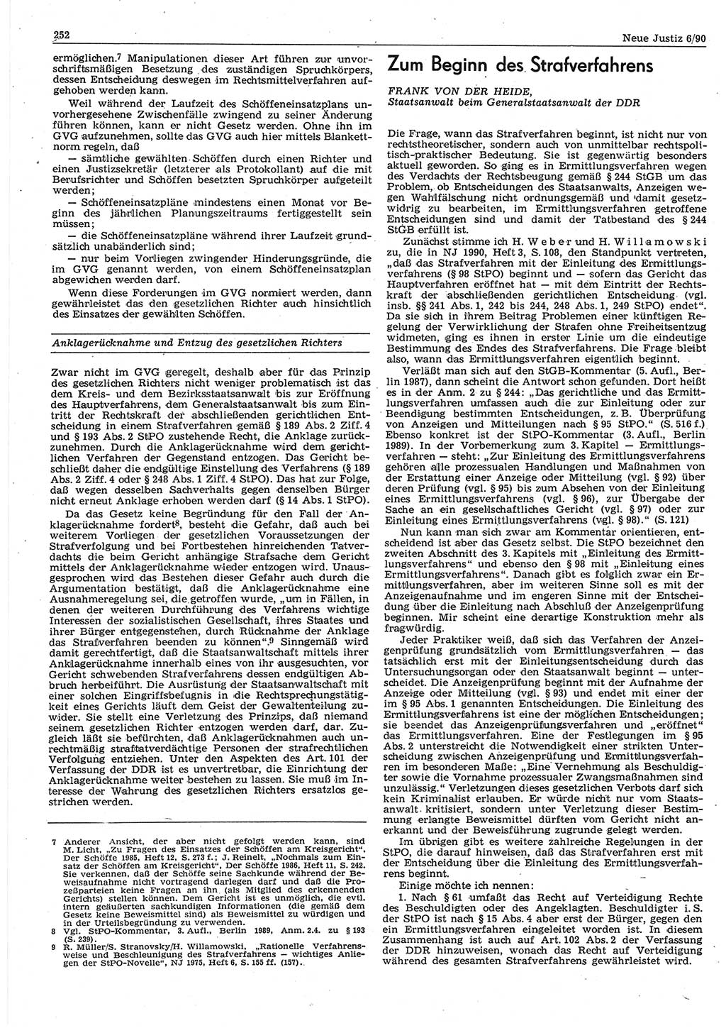 Neue Justiz (NJ), Zeitschrift für Rechtsetzung und Rechtsanwendung [Deutsche Demokratische Republik (DDR)], 44. Jahrgang 1990, Seite 252 (NJ DDR 1990, S. 252)