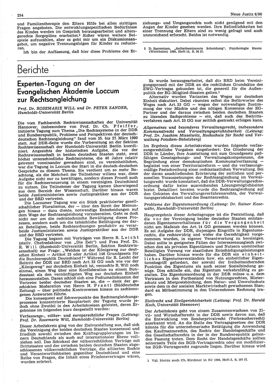 Neue Justiz (NJ), Zeitschrift für Rechtsetzung und Rechtsanwendung [Deutsche Demokratische Republik (DDR)], 44. Jahrgang 1990, Seite 254 (NJ DDR 1990, S. 254)