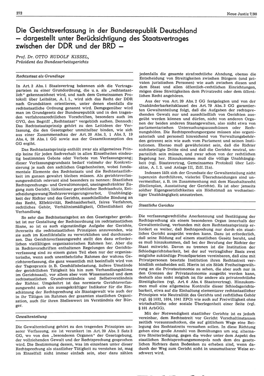 Neue Justiz (NJ), Zeitschrift für Rechtsetzung und Rechtsanwendung [Deutsche Demokratische Republik (DDR)], 44. Jahrgang 1990, Seite 272 (NJ DDR 1990, S. 272)