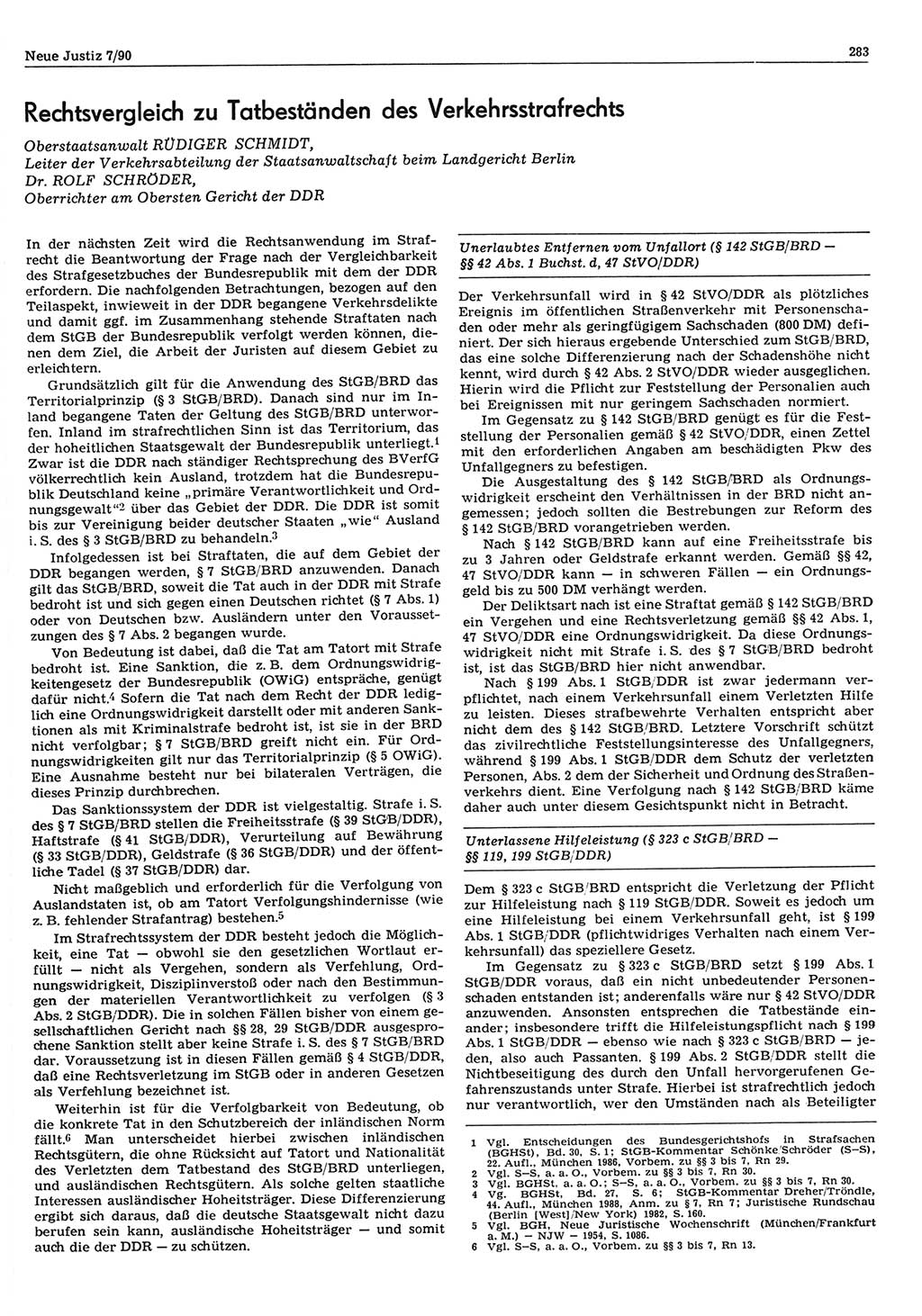 Neue Justiz (NJ), Zeitschrift für Rechtsetzung und Rechtsanwendung [Deutsche Demokratische Republik (DDR)], 44. Jahrgang 1990, Seite 283 (NJ DDR 1990, S. 283)