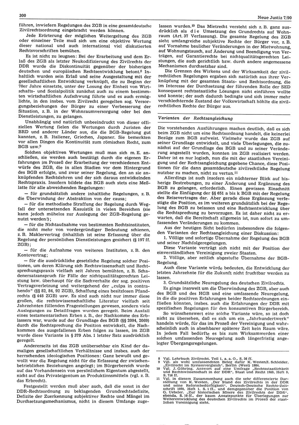 Neue Justiz (NJ), Zeitschrift für Rechtsetzung und Rechtsanwendung [Deutsche Demokratische Republik (DDR)], 44. Jahrgang 1990, Seite 300 (NJ DDR 1990, S. 300)