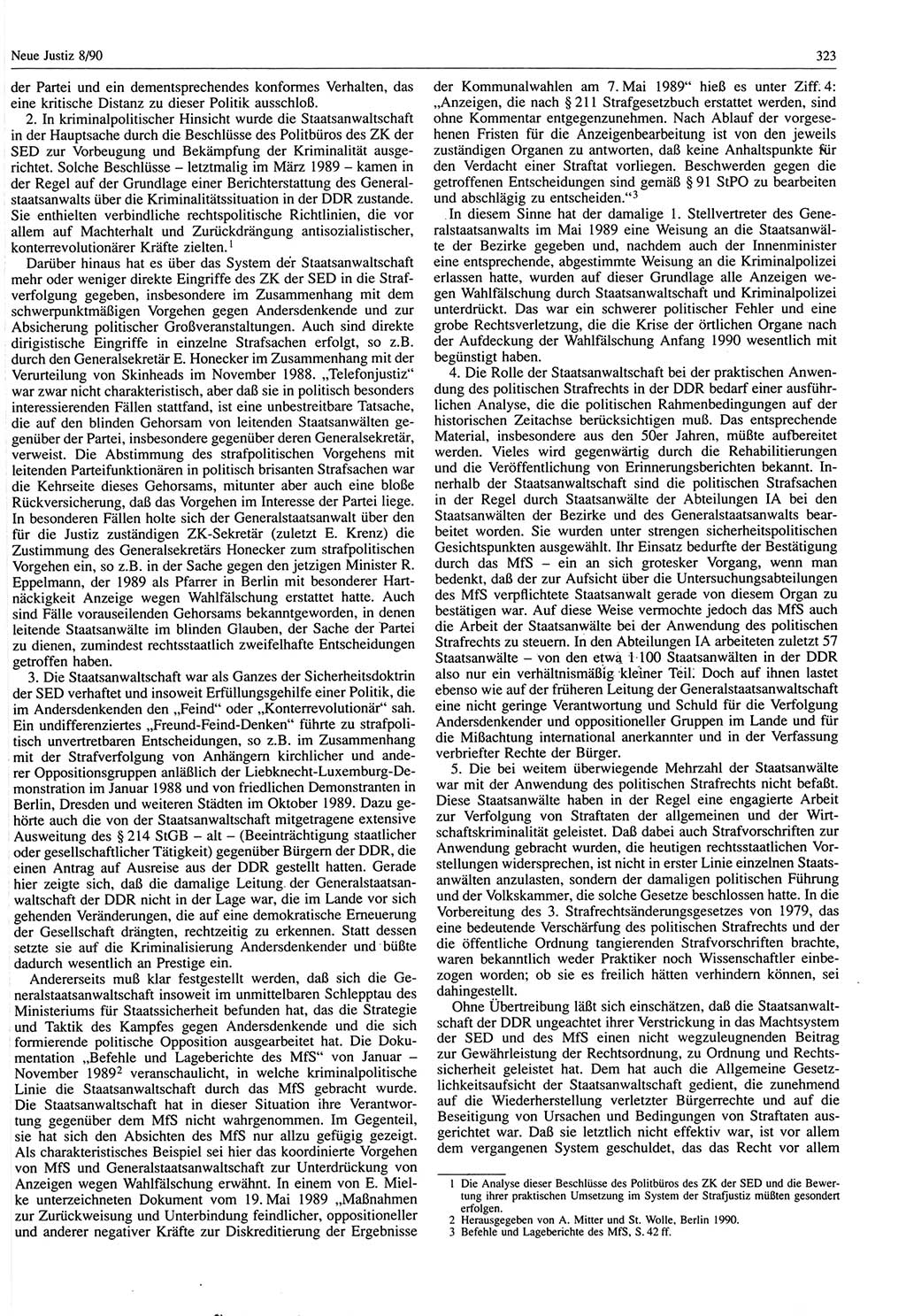 Neue Justiz (NJ), Zeitschrift für Rechtsetzung und Rechtsanwendung [Deutsche Demokratische Republik (DDR)], 44. Jahrgang 1990, Seite 323 (NJ DDR 1990, S. 323)