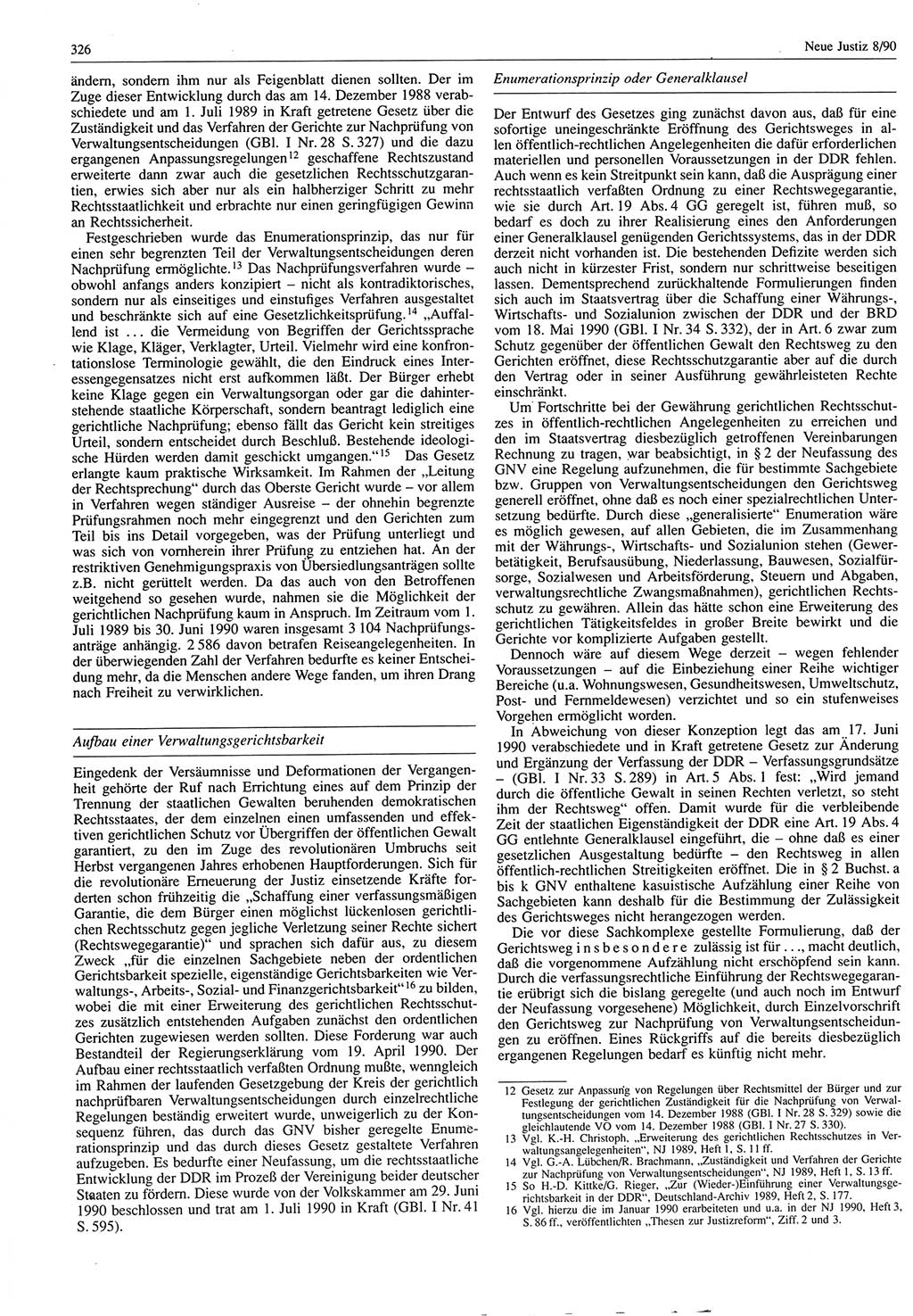 Neue Justiz (NJ), Zeitschrift für Rechtsetzung und Rechtsanwendung [Deutsche Demokratische Republik (DDR)], 44. Jahrgang 1990, Seite 326 (NJ DDR 1990, S. 326)