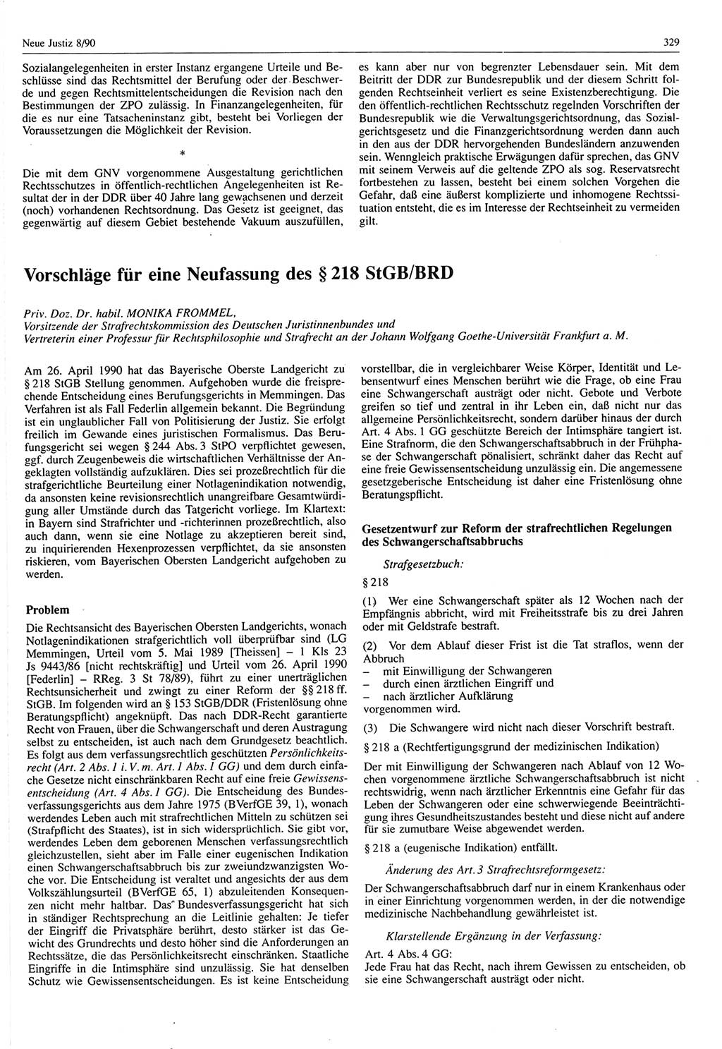 Neue Justiz (NJ), Zeitschrift für Rechtsetzung und Rechtsanwendung [Deutsche Demokratische Republik (DDR)], 44. Jahrgang 1990, Seite 329 (NJ DDR 1990, S. 329)