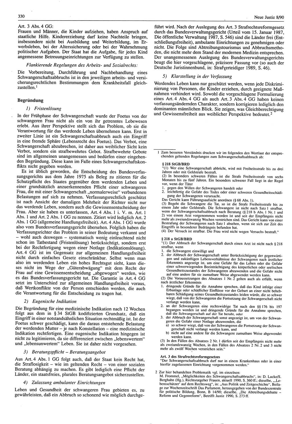 Neue Justiz (NJ), Zeitschrift für Rechtsetzung und Rechtsanwendung [Deutsche Demokratische Republik (DDR)], 44. Jahrgang 1990, Seite 330 (NJ DDR 1990, S. 330)