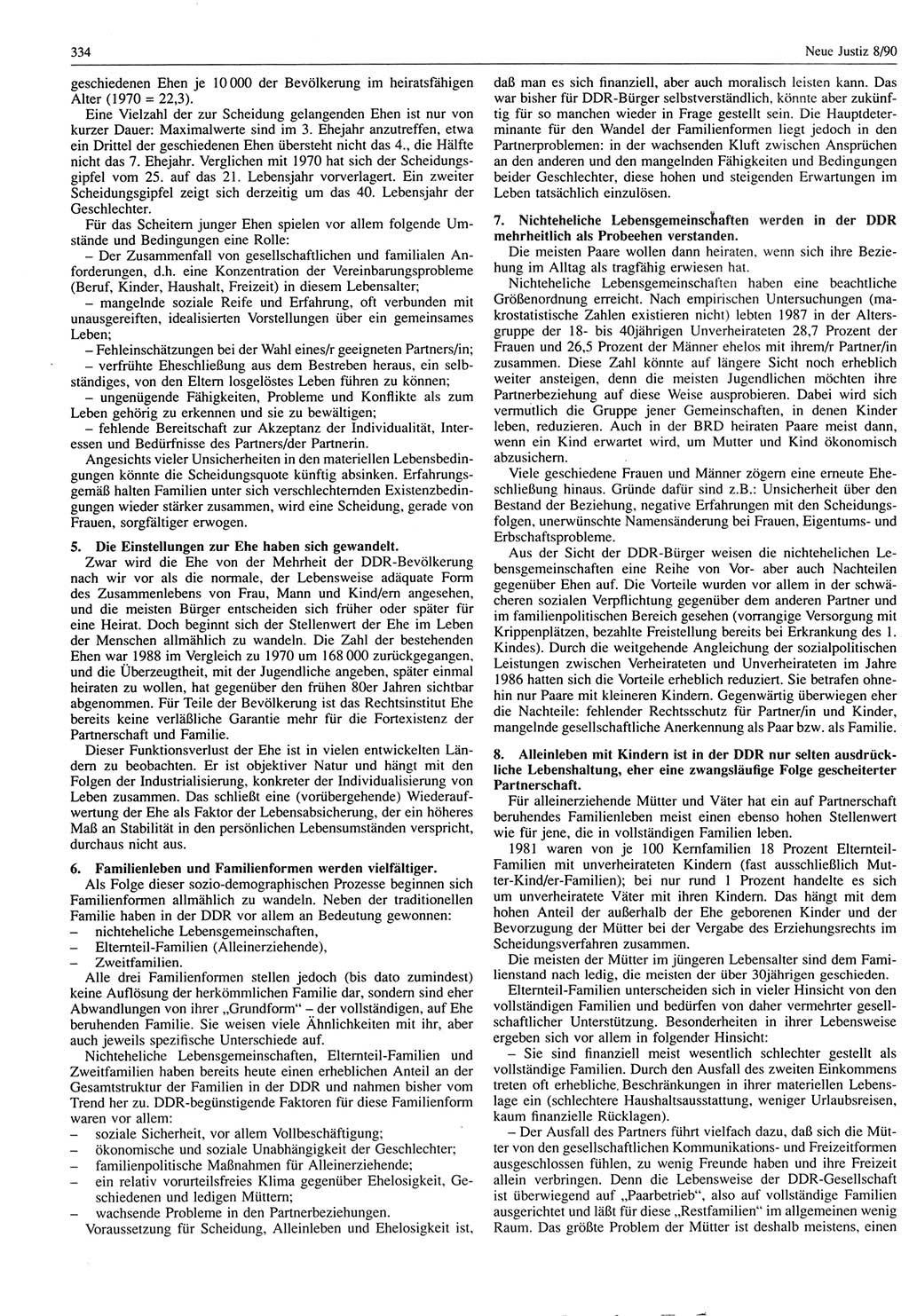 Neue Justiz (NJ), Zeitschrift für Rechtsetzung und Rechtsanwendung [Deutsche Demokratische Republik (DDR)], 44. Jahrgang 1990, Seite 334 (NJ DDR 1990, S. 334)