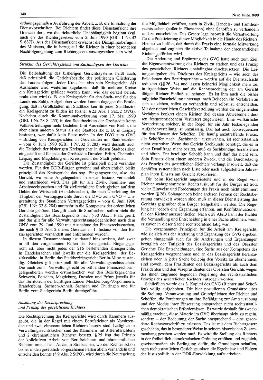 Neue Justiz (NJ), Zeitschrift für Rechtsetzung und Rechtsanwendung [Deutsche Demokratische Republik (DDR)], 44. Jahrgang 1990, Seite 340 (NJ DDR 1990, S. 340)
