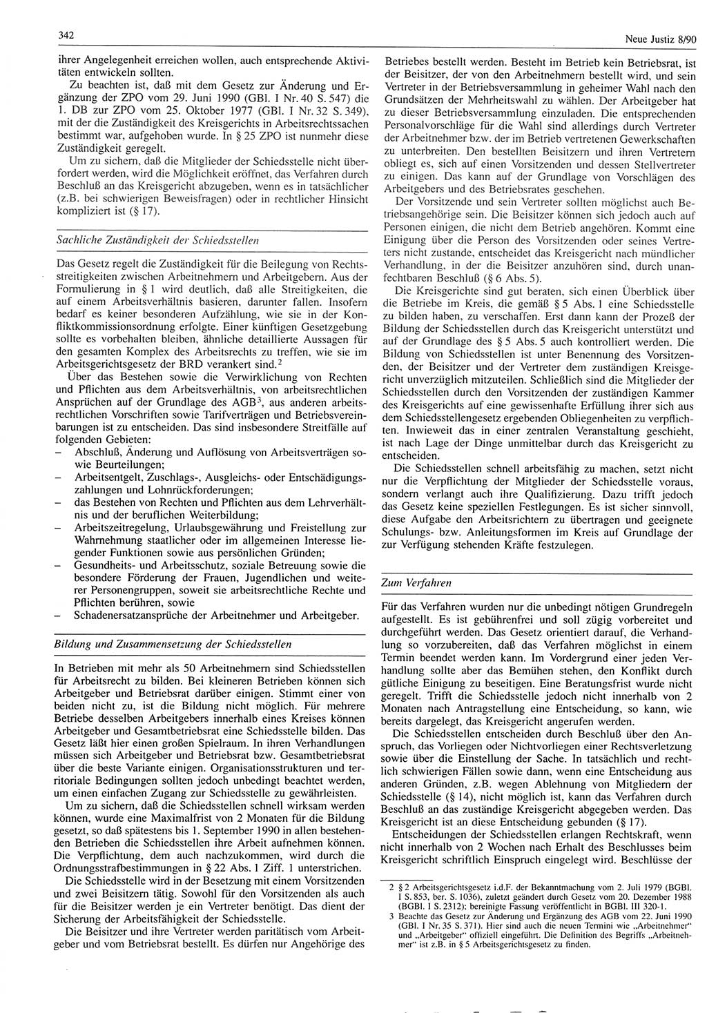 Neue Justiz (NJ), Zeitschrift für Rechtsetzung und Rechtsanwendung [Deutsche Demokratische Republik (DDR)], 44. Jahrgang 1990, Seite 342 (NJ DDR 1990, S. 342)