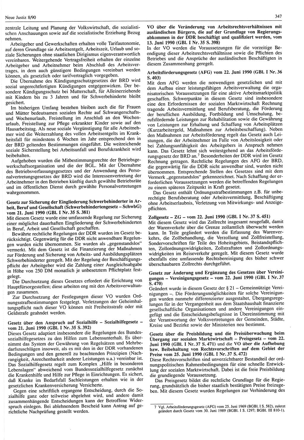 Neue Justiz (NJ), Zeitschrift für Rechtsetzung und Rechtsanwendung [Deutsche Demokratische Republik (DDR)], 44. Jahrgang 1990, Seite 347 (NJ DDR 1990, S. 347)