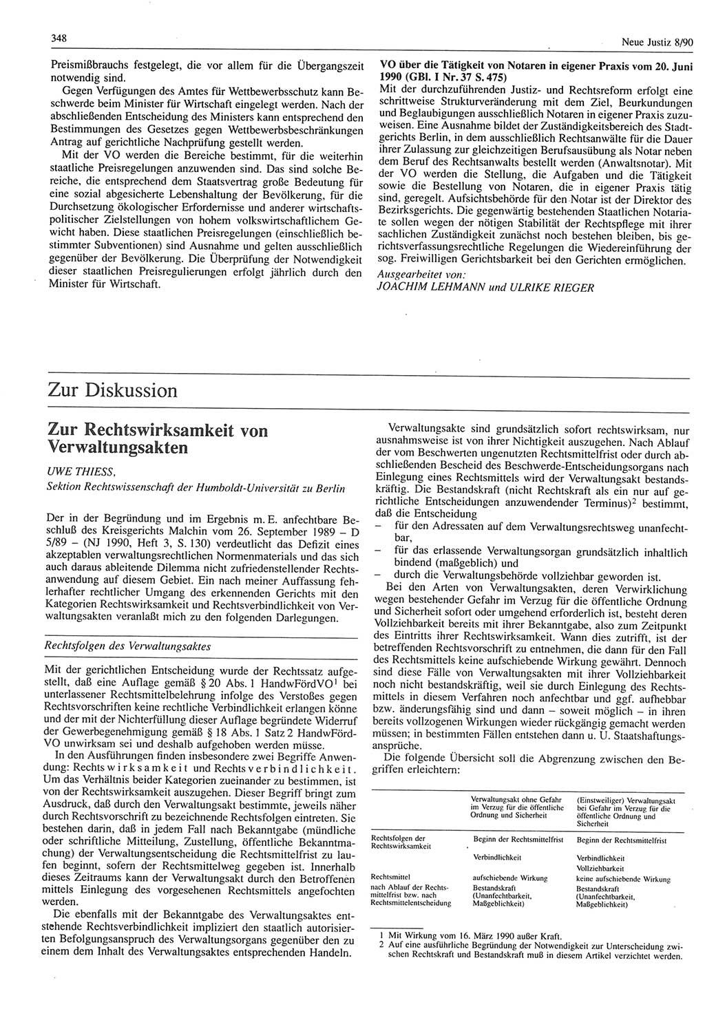 Neue Justiz (NJ), Zeitschrift für Rechtsetzung und Rechtsanwendung [Deutsche Demokratische Republik (DDR)], 44. Jahrgang 1990, Seite 348 (NJ DDR 1990, S. 348)