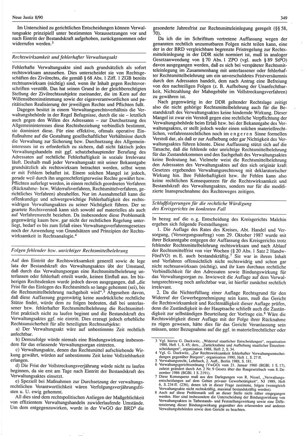 Neue Justiz (NJ), Zeitschrift für Rechtsetzung und Rechtsanwendung [Deutsche Demokratische Republik (DDR)], 44. Jahrgang 1990, Seite 349 (NJ DDR 1990, S. 349)