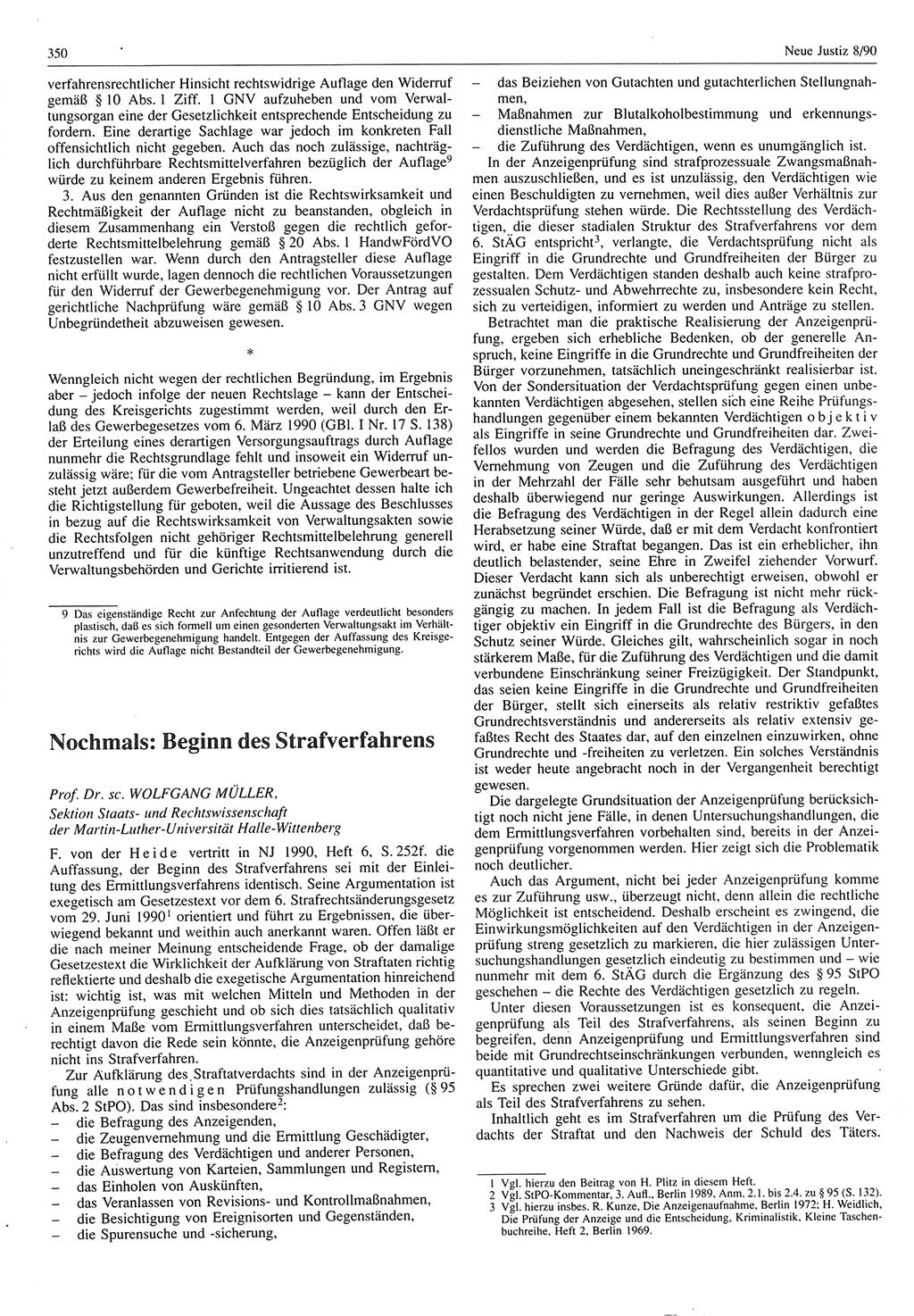 Neue Justiz (NJ), Zeitschrift für Rechtsetzung und Rechtsanwendung [Deutsche Demokratische Republik (DDR)], 44. Jahrgang 1990, Seite 350 (NJ DDR 1990, S. 350)