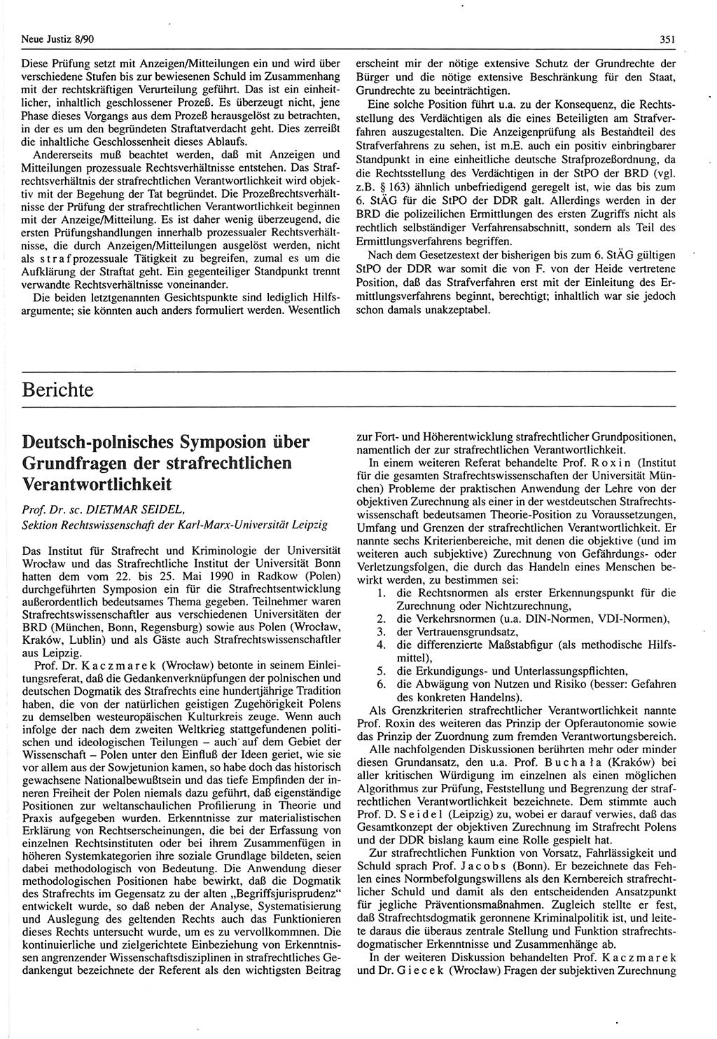 Neue Justiz (NJ), Zeitschrift für Rechtsetzung und Rechtsanwendung [Deutsche Demokratische Republik (DDR)], 44. Jahrgang 1990, Seite 351 (NJ DDR 1990, S. 351)