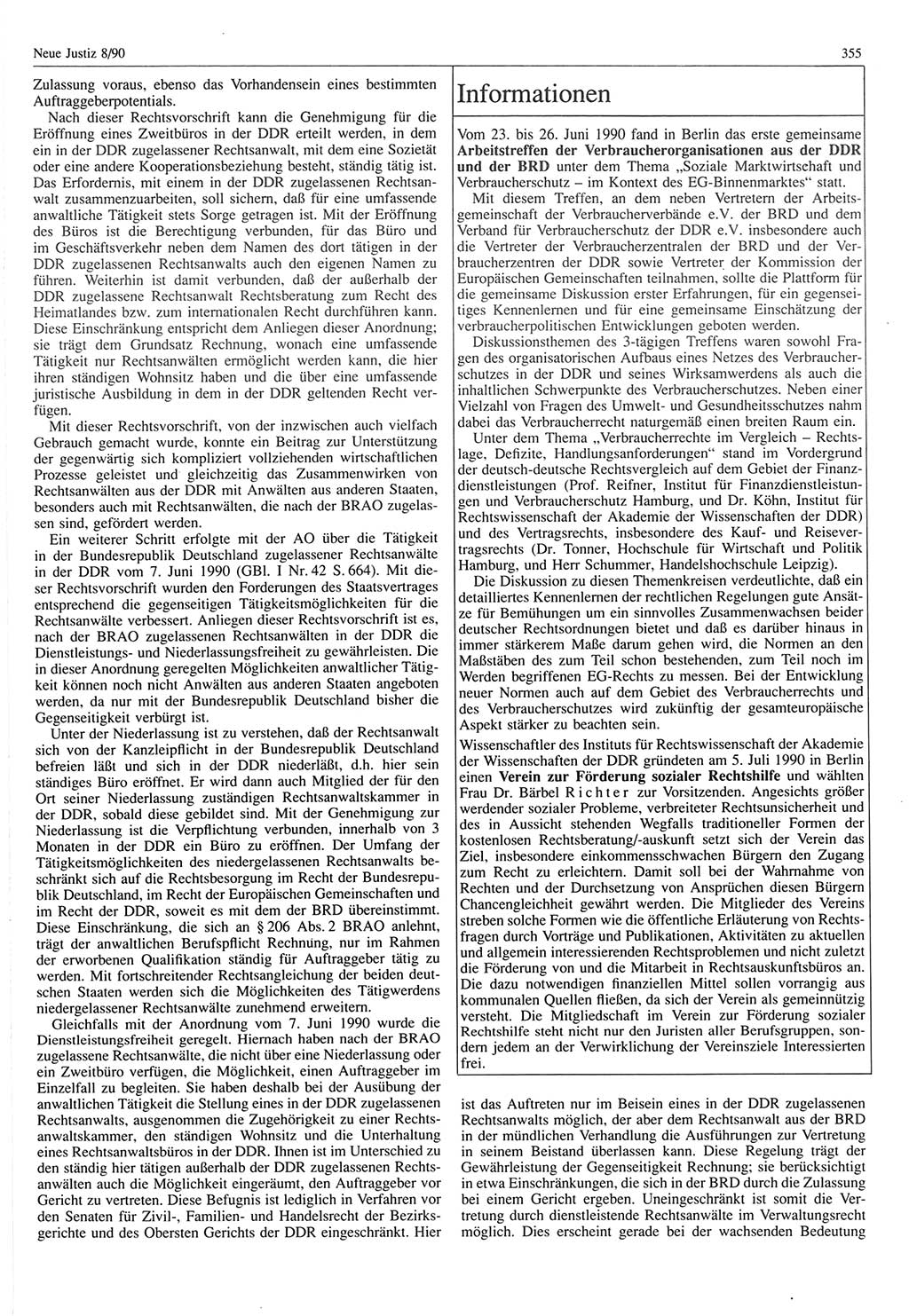 Neue Justiz (NJ), Zeitschrift für Rechtsetzung und Rechtsanwendung [Deutsche Demokratische Republik (DDR)], 44. Jahrgang 1990, Seite 355 (NJ DDR 1990, S. 355)