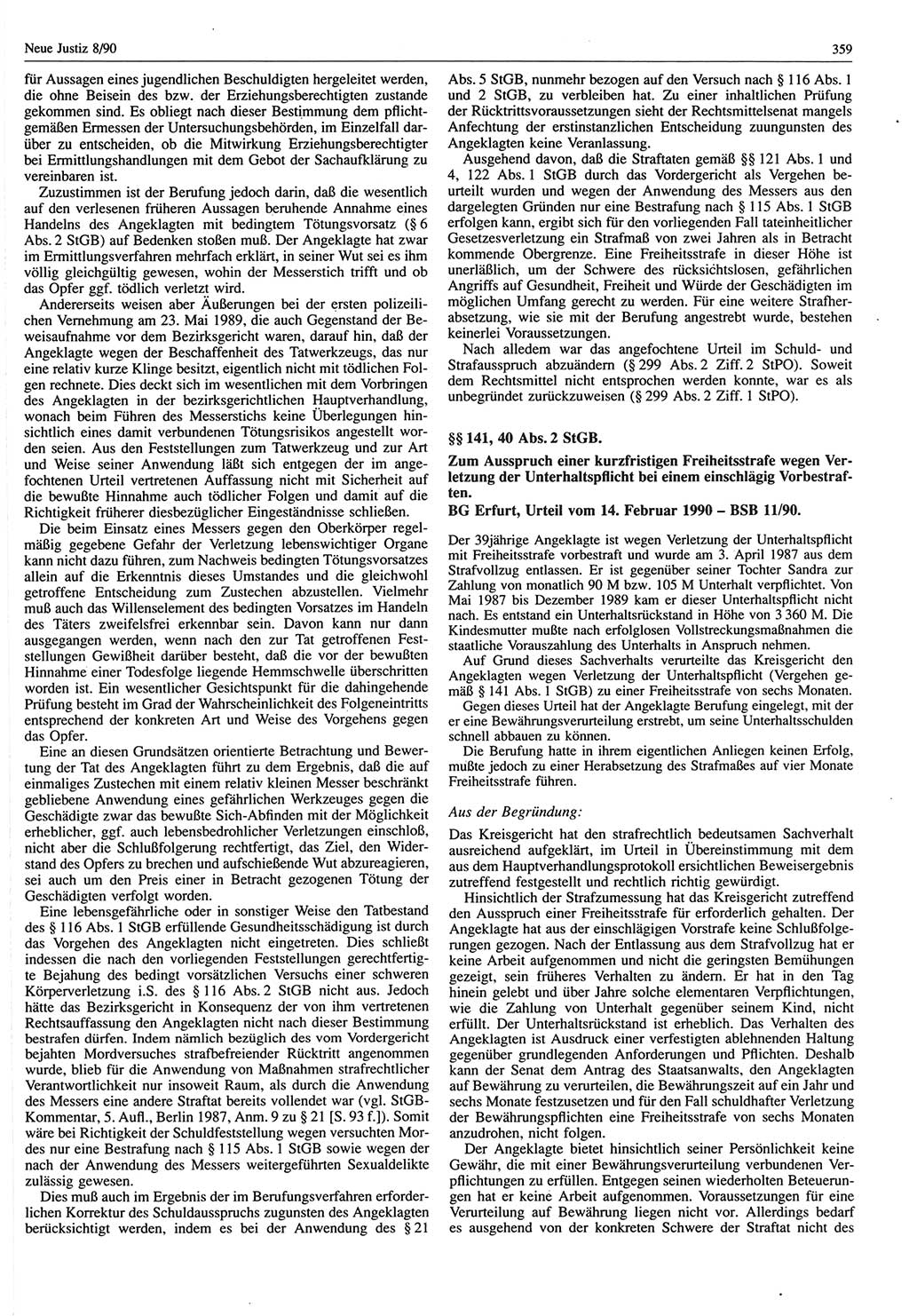 Neue Justiz (NJ), Zeitschrift für Rechtsetzung und Rechtsanwendung [Deutsche Demokratische Republik (DDR)], 44. Jahrgang 1990, Seite 359 (NJ DDR 1990, S. 359)