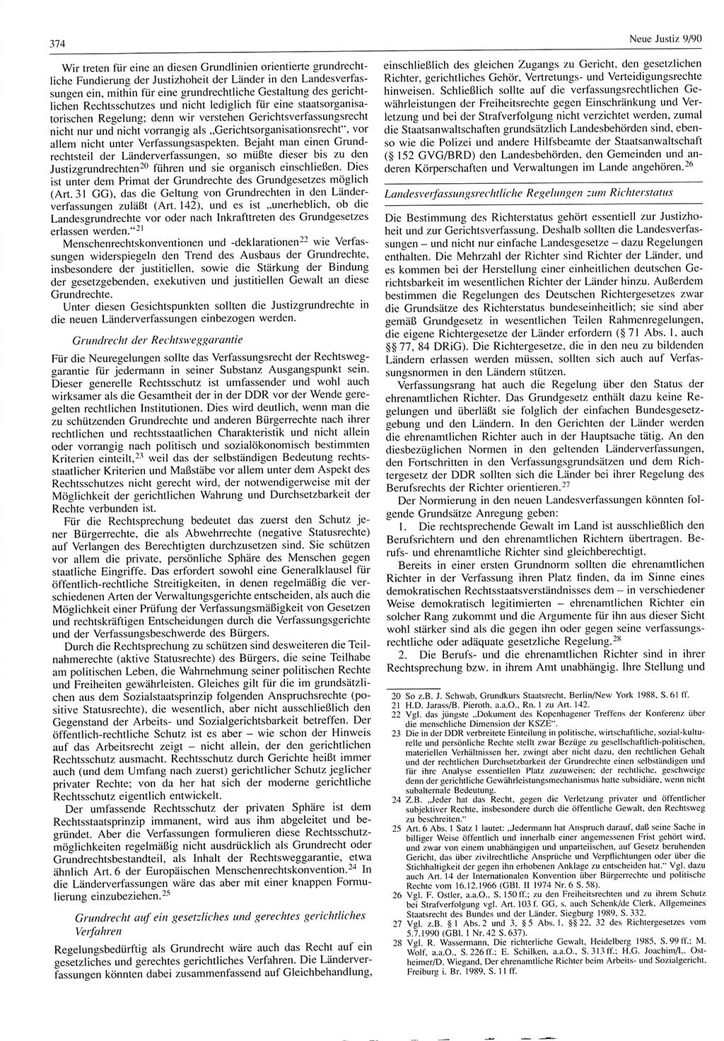 Neue Justiz (NJ), Zeitschrift für Rechtsetzung und Rechtsanwendung [Deutsche Demokratische Republik (DDR)], 44. Jahrgang 1990, Seite 374 (NJ DDR 1990, S. 374)