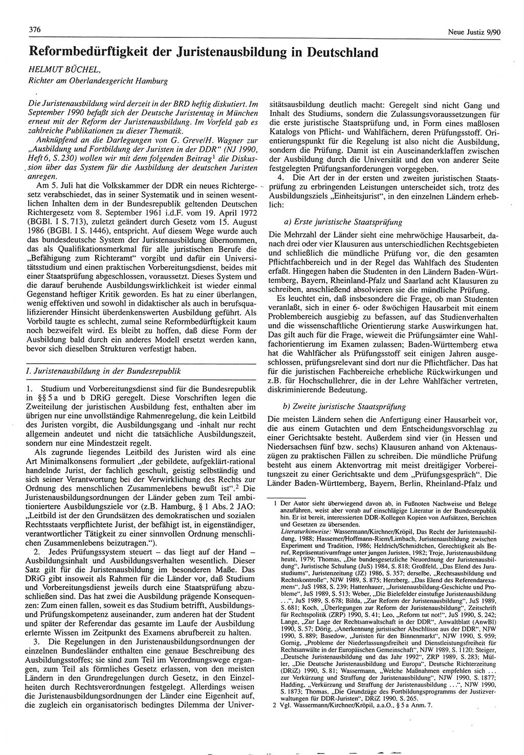 Neue Justiz (NJ), Zeitschrift für Rechtsetzung und Rechtsanwendung [Deutsche Demokratische Republik (DDR)], 44. Jahrgang 1990, Seite 376 (NJ DDR 1990, S. 376)