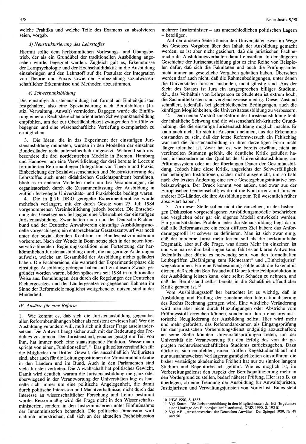 Neue Justiz (NJ), Zeitschrift für Rechtsetzung und Rechtsanwendung [Deutsche Demokratische Republik (DDR)], 44. Jahrgang 1990, Seite 378 (NJ DDR 1990, S. 378)