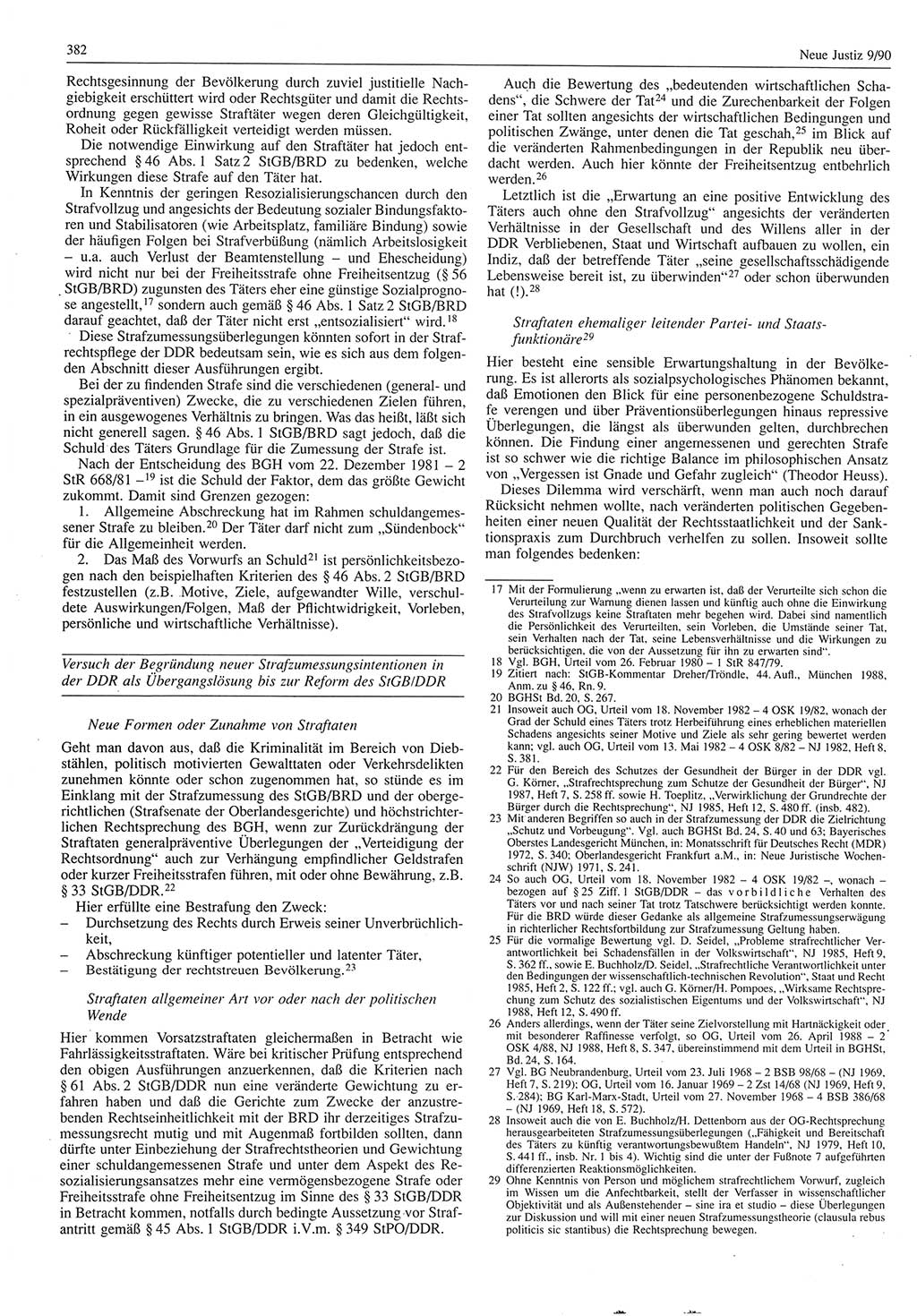 Neue Justiz (NJ), Zeitschrift für Rechtsetzung und Rechtsanwendung [Deutsche Demokratische Republik (DDR)], 44. Jahrgang 1990, Seite 382 (NJ DDR 1990, S. 382)