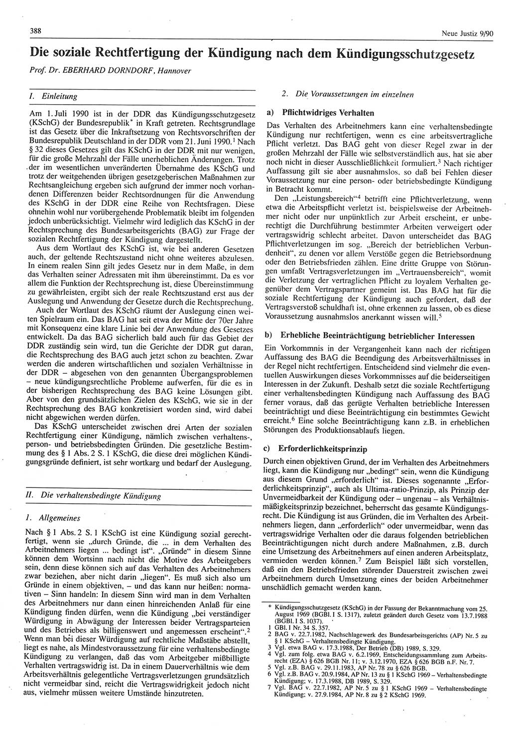 Neue Justiz (NJ), Zeitschrift für Rechtsetzung und Rechtsanwendung [Deutsche Demokratische Republik (DDR)], 44. Jahrgang 1990, Seite 388 (NJ DDR 1990, S. 388)