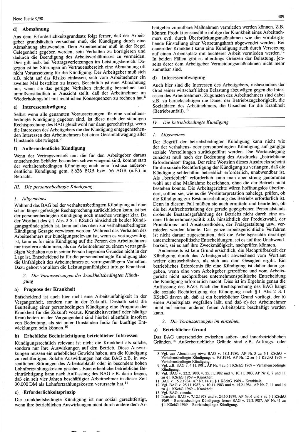 Neue Justiz (NJ), Zeitschrift für Rechtsetzung und Rechtsanwendung [Deutsche Demokratische Republik (DDR)], 44. Jahrgang 1990, Seite 389 (NJ DDR 1990, S. 389)